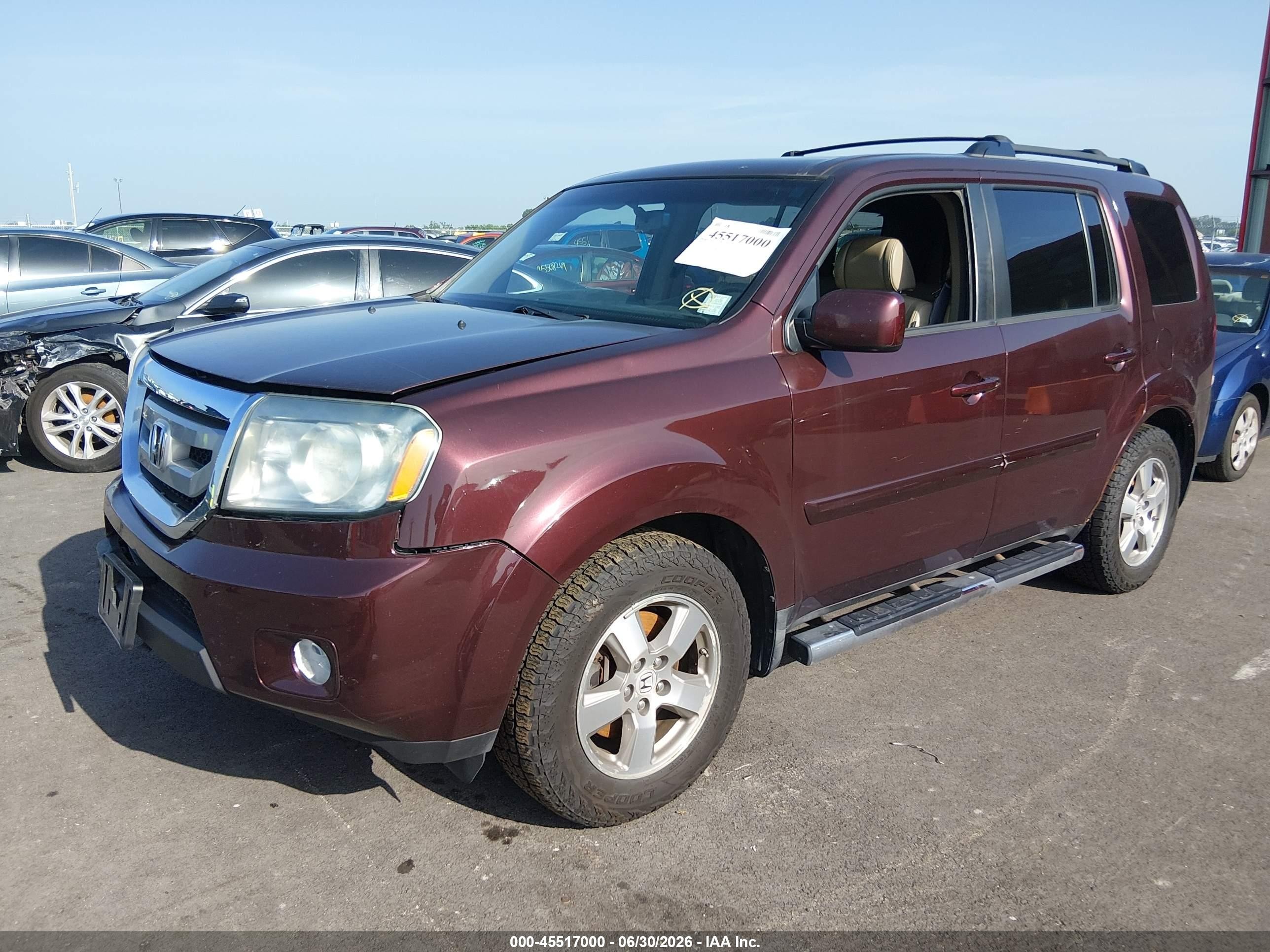 2010 Honda Pilot Ex-l Burgundy vin: 5FNYF4H61AB014851