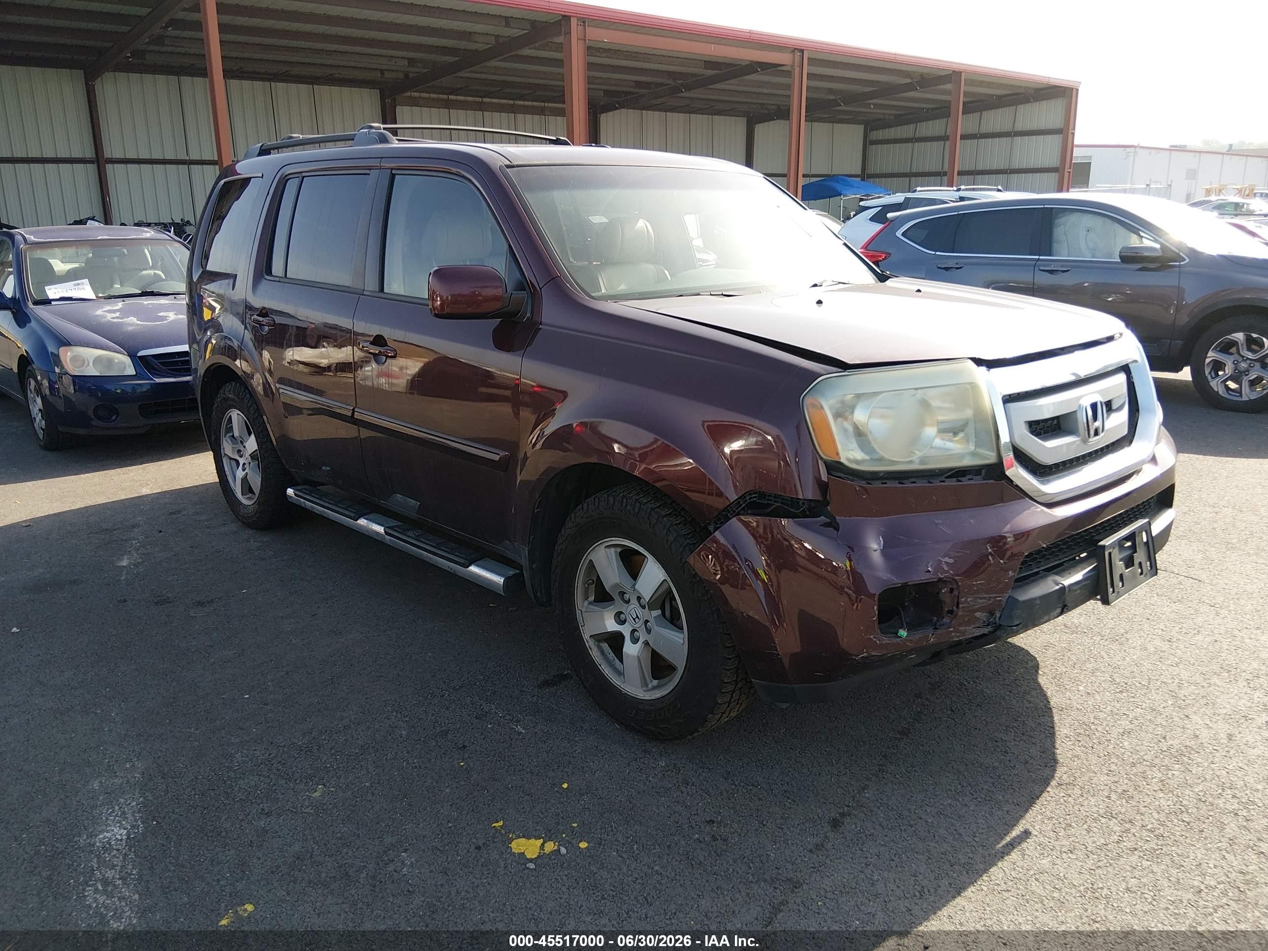 2010 Honda Pilot Ex-l Burgundy vin: 5FNYF4H61AB014851