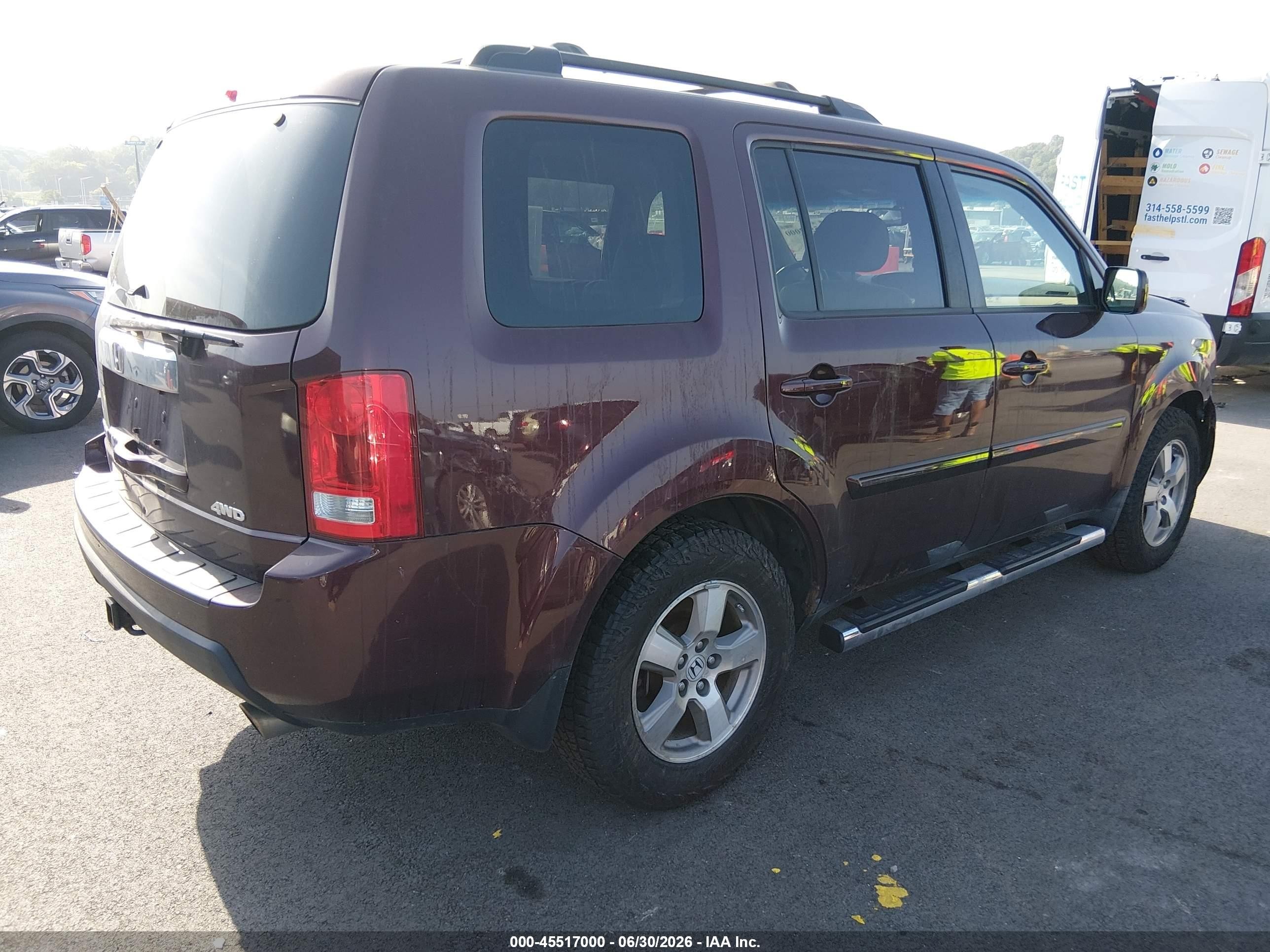 2010 Honda Pilot Ex-l Burgundy vin: 5FNYF4H61AB014851