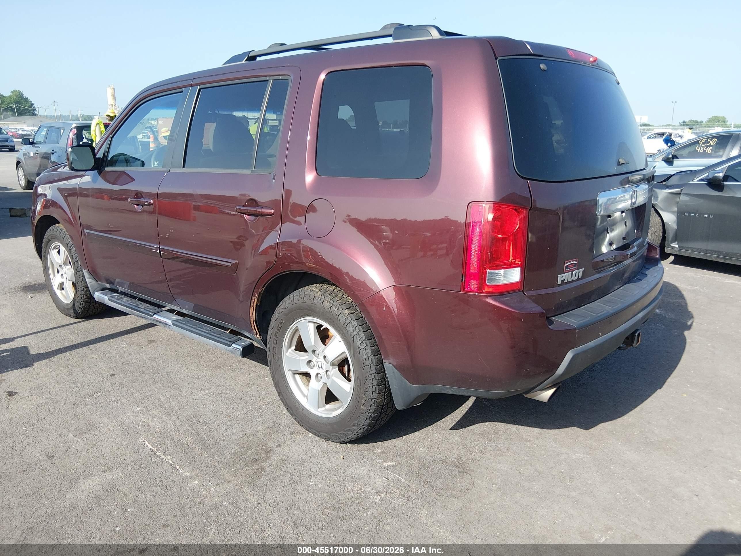 2010 Honda Pilot Ex-l Burgundy vin: 5FNYF4H61AB014851