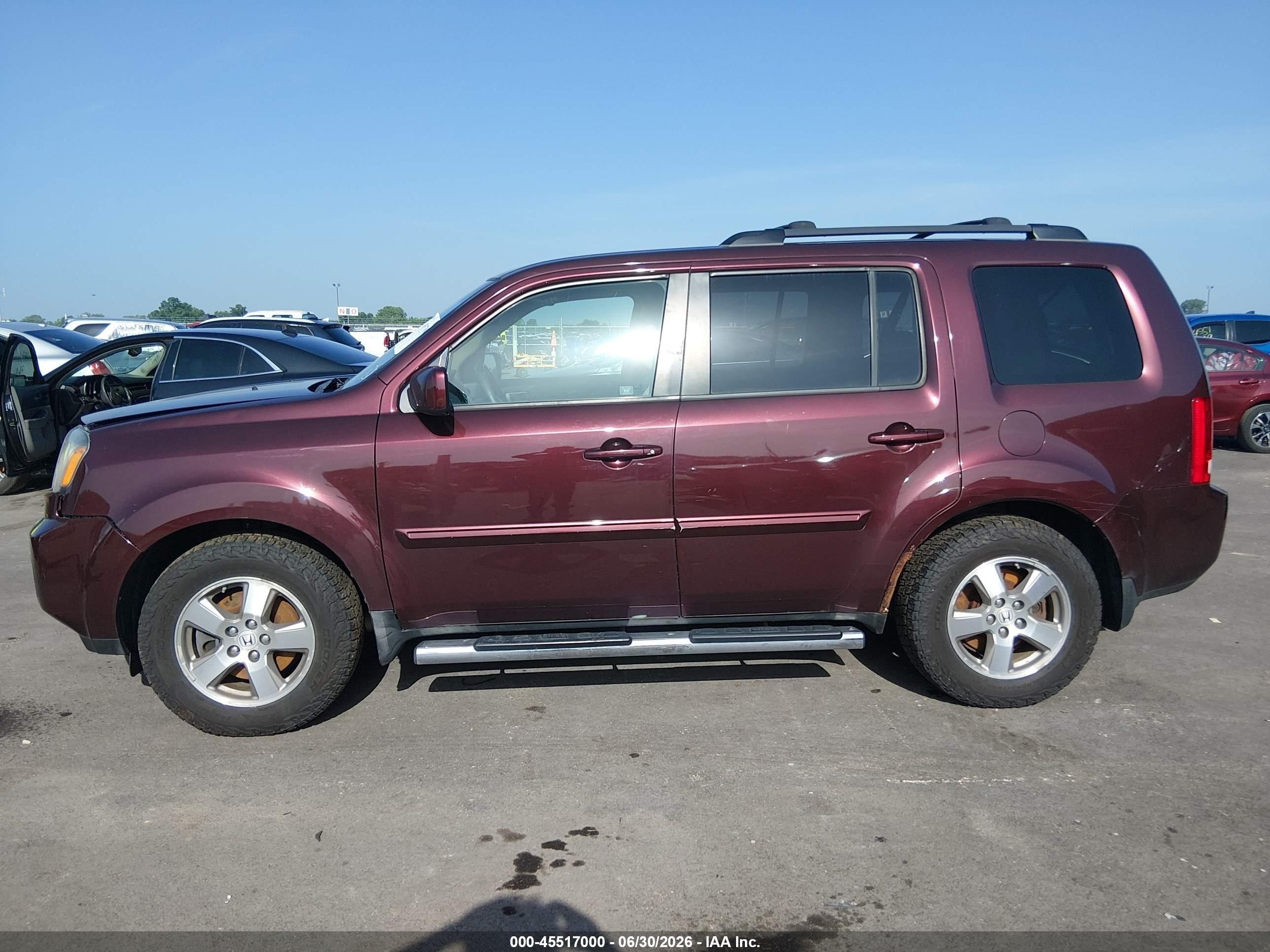 2010 Honda Pilot Ex-l Burgundy vin: 5FNYF4H61AB014851