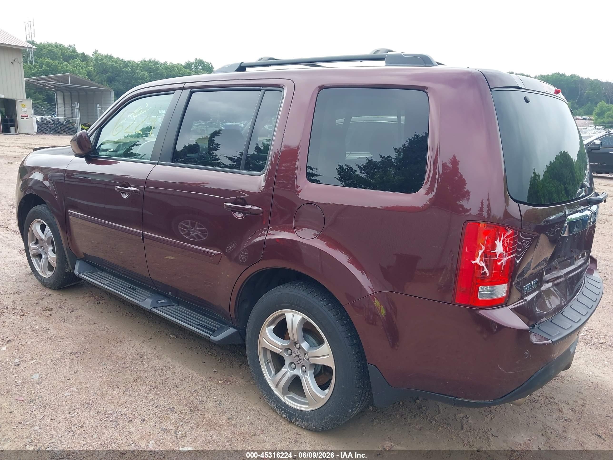 2013 Honda Pilot Ex-l Maroon vin: 5FNYF4H62DB033462
