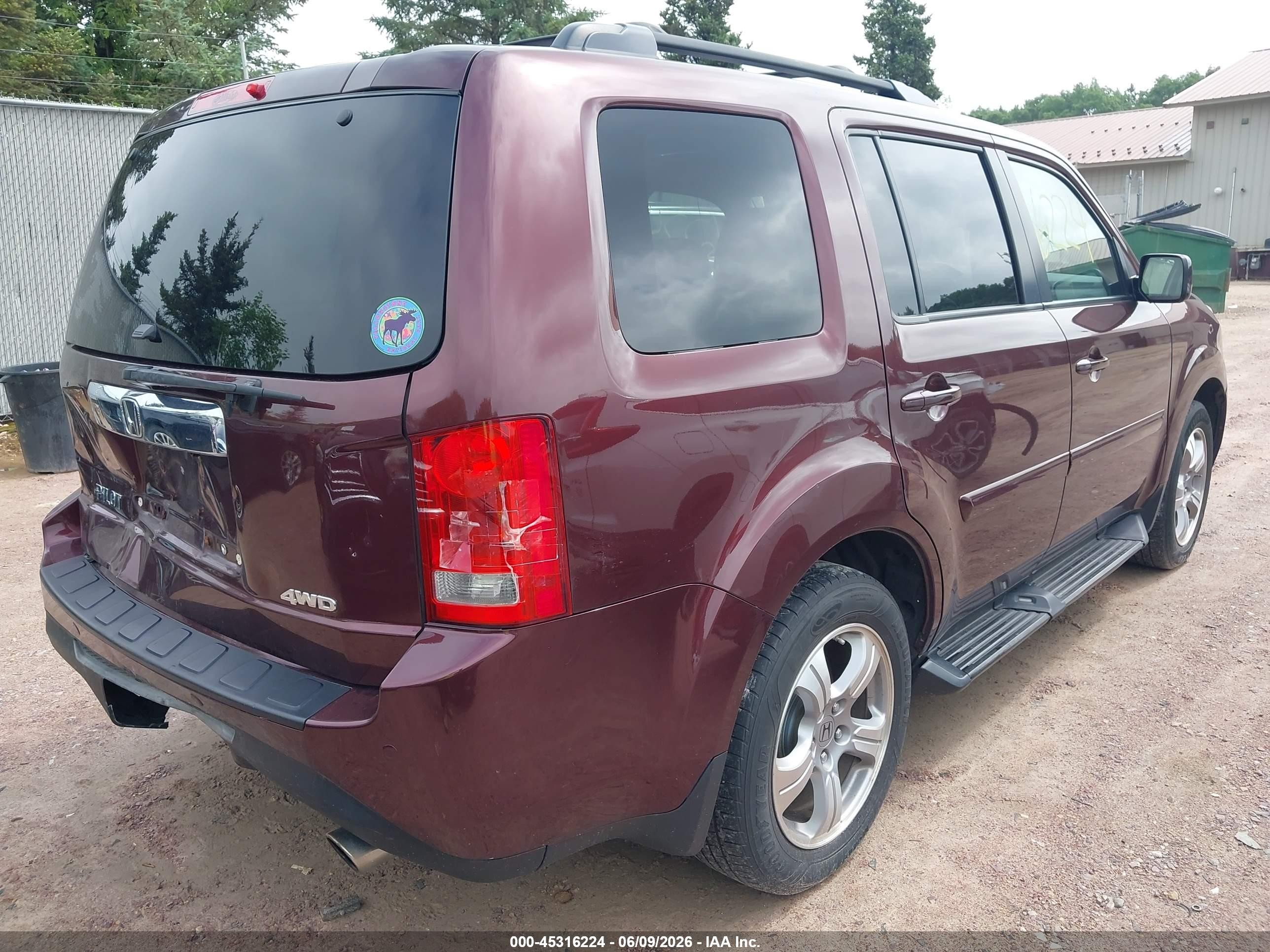 2013 Honda Pilot Ex-l Maroon vin: 5FNYF4H62DB033462