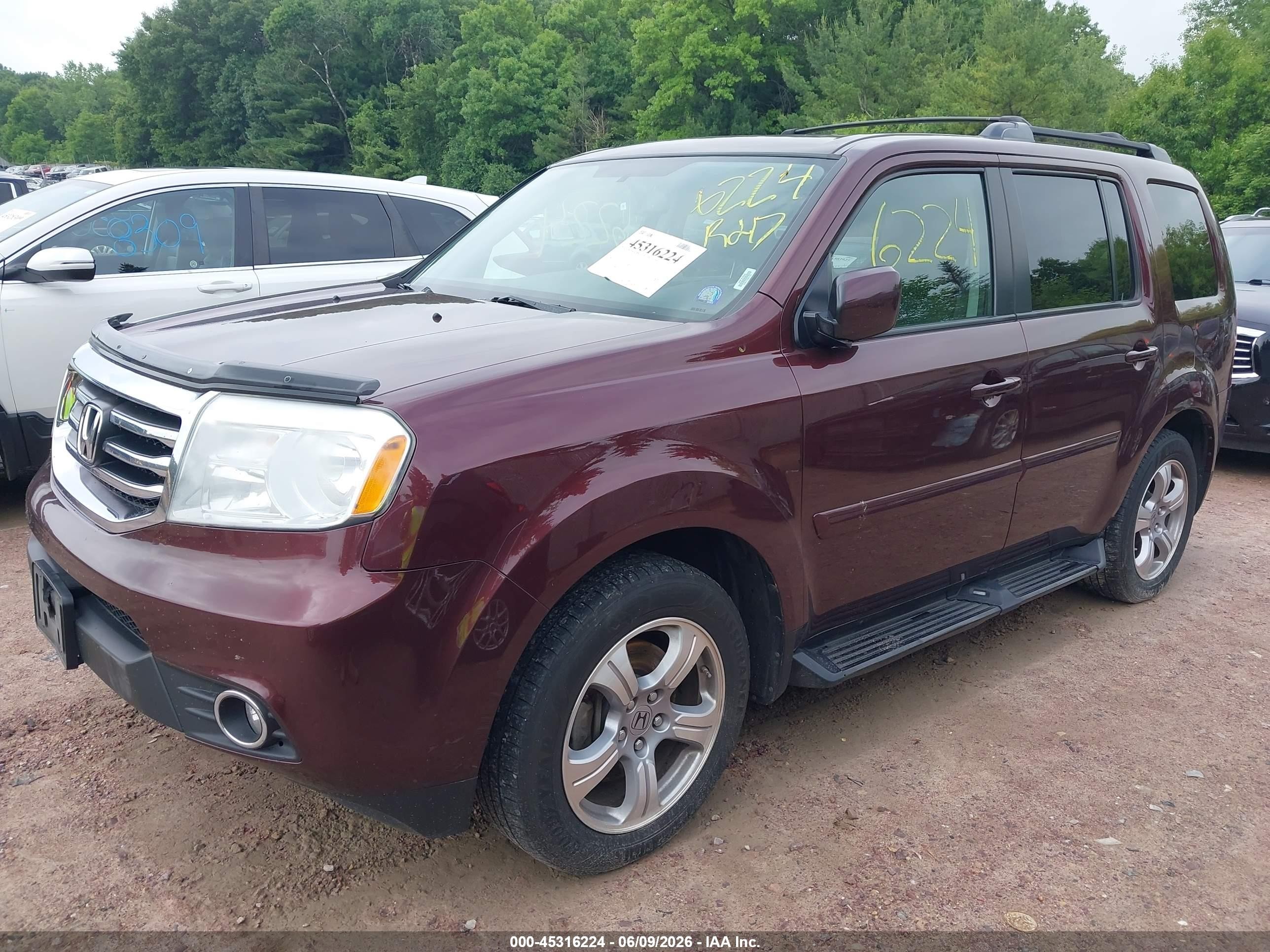 2013 Honda Pilot Ex-l Maroon vin: 5FNYF4H62DB033462