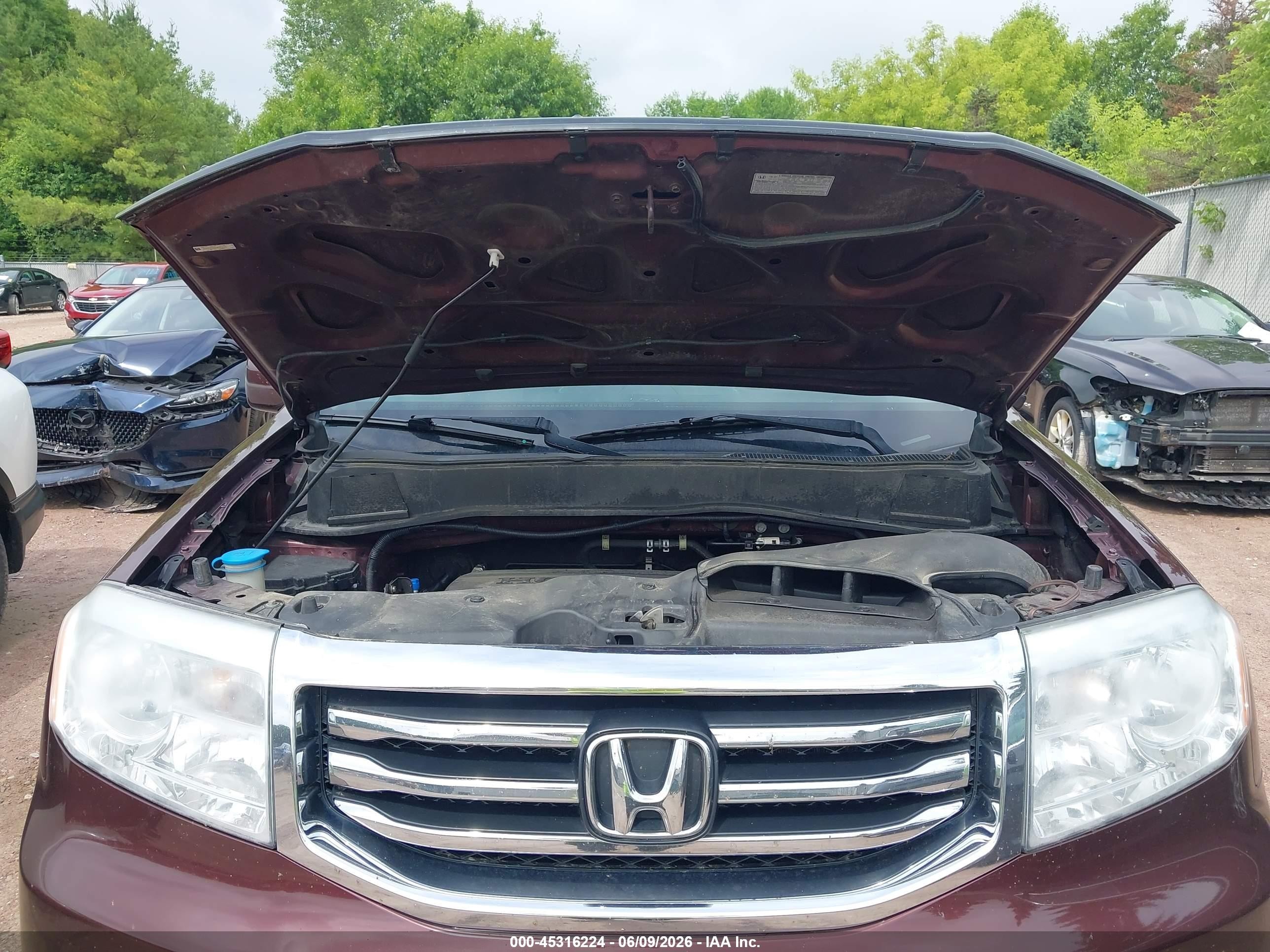 2013 Honda Pilot Ex-l Maroon vin: 5FNYF4H62DB033462