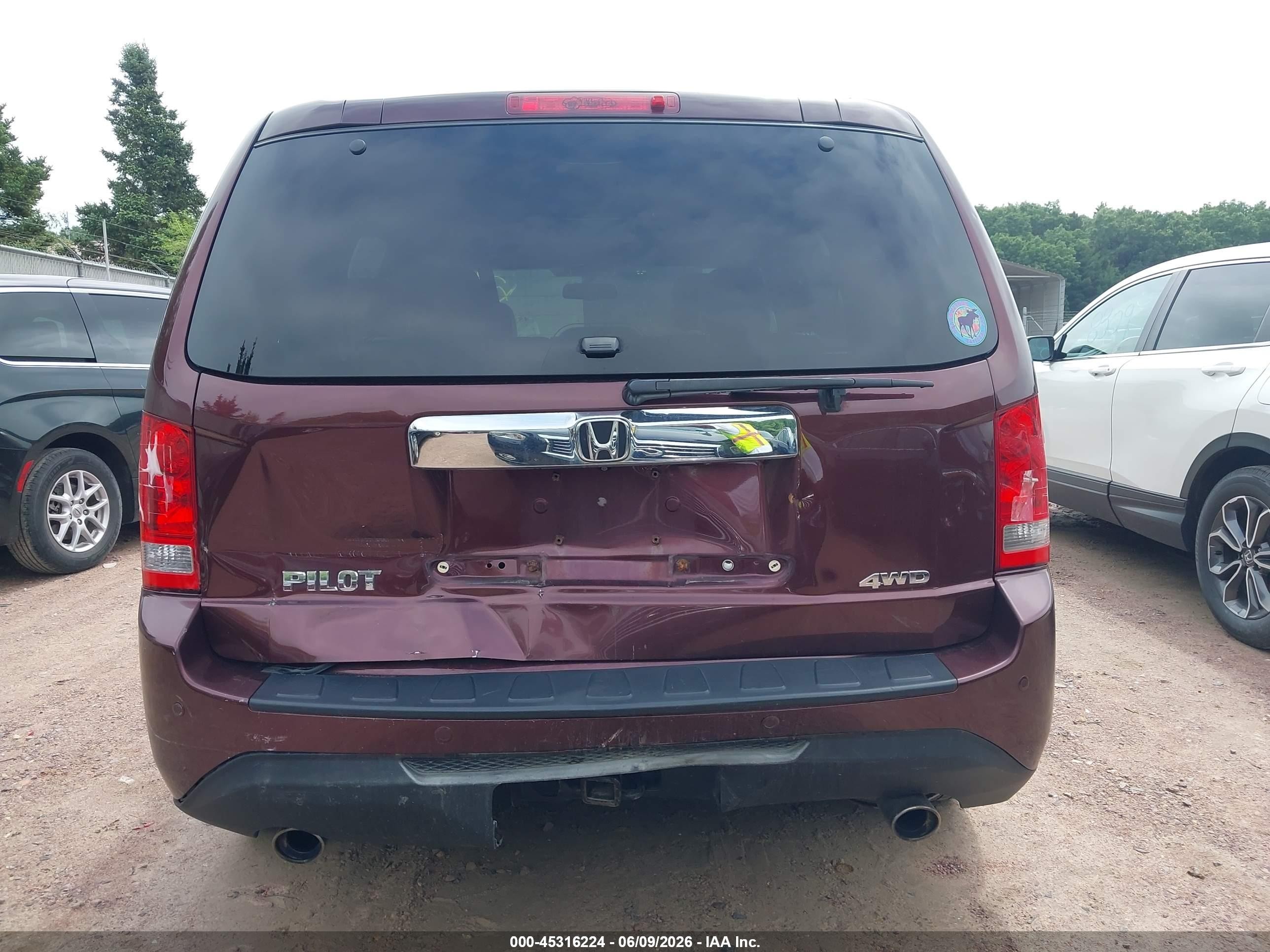 2013 Honda Pilot Ex-l Maroon vin: 5FNYF4H62DB033462