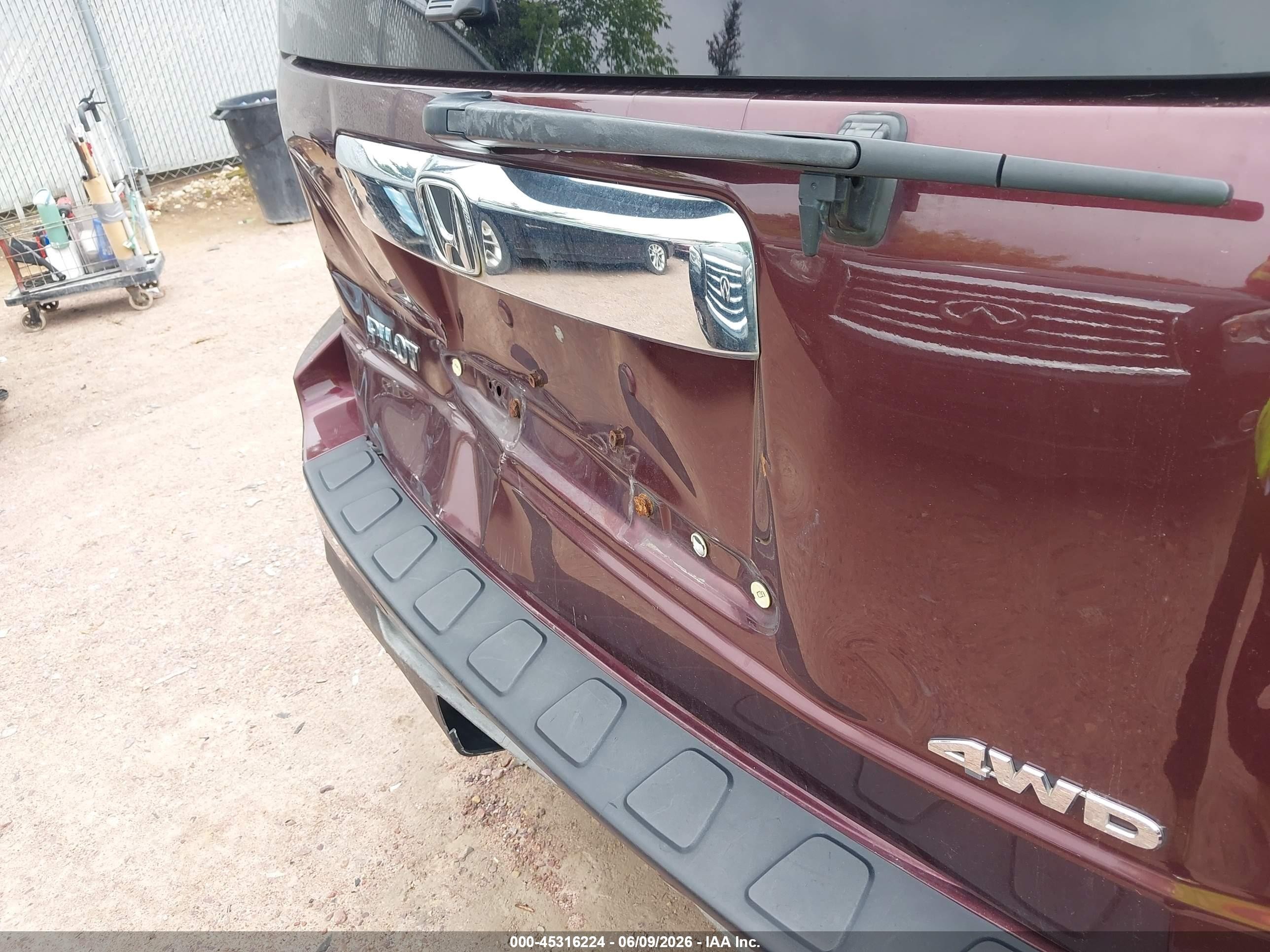 2013 Honda Pilot Ex-l Maroon vin: 5FNYF4H62DB033462