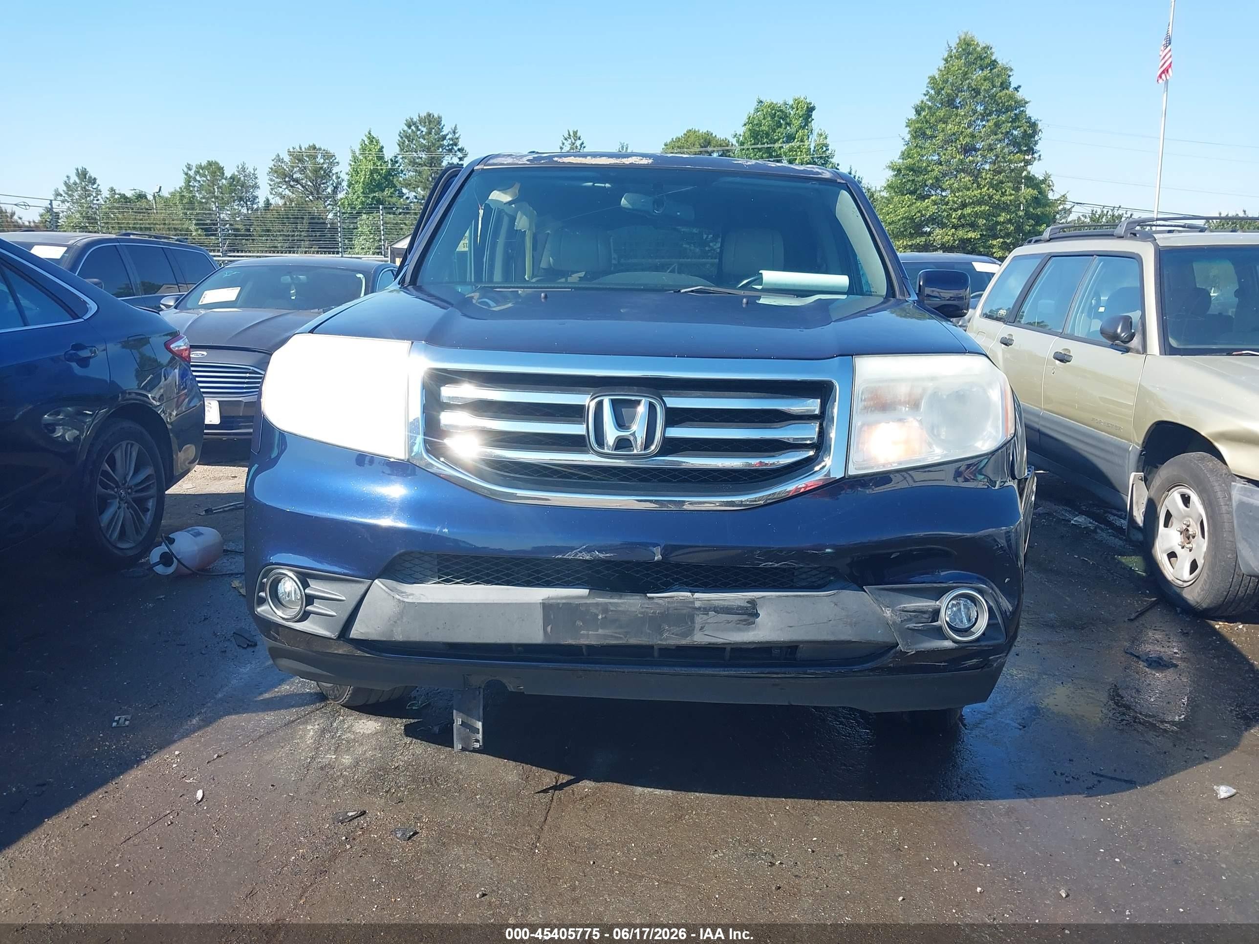 2014 Honda Pilot Ex-l Blue vin: 5FNYF4H62EB005503