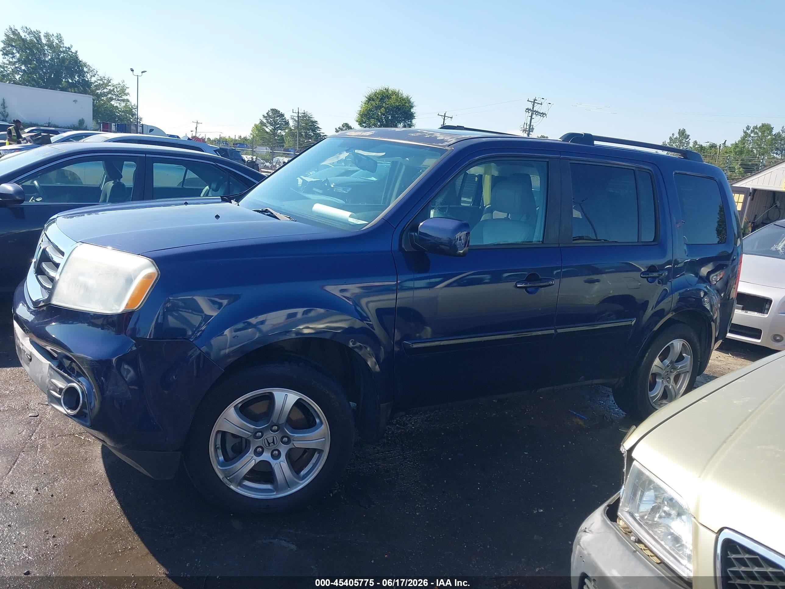 2014 Honda Pilot Ex-l Blue vin: 5FNYF4H62EB005503