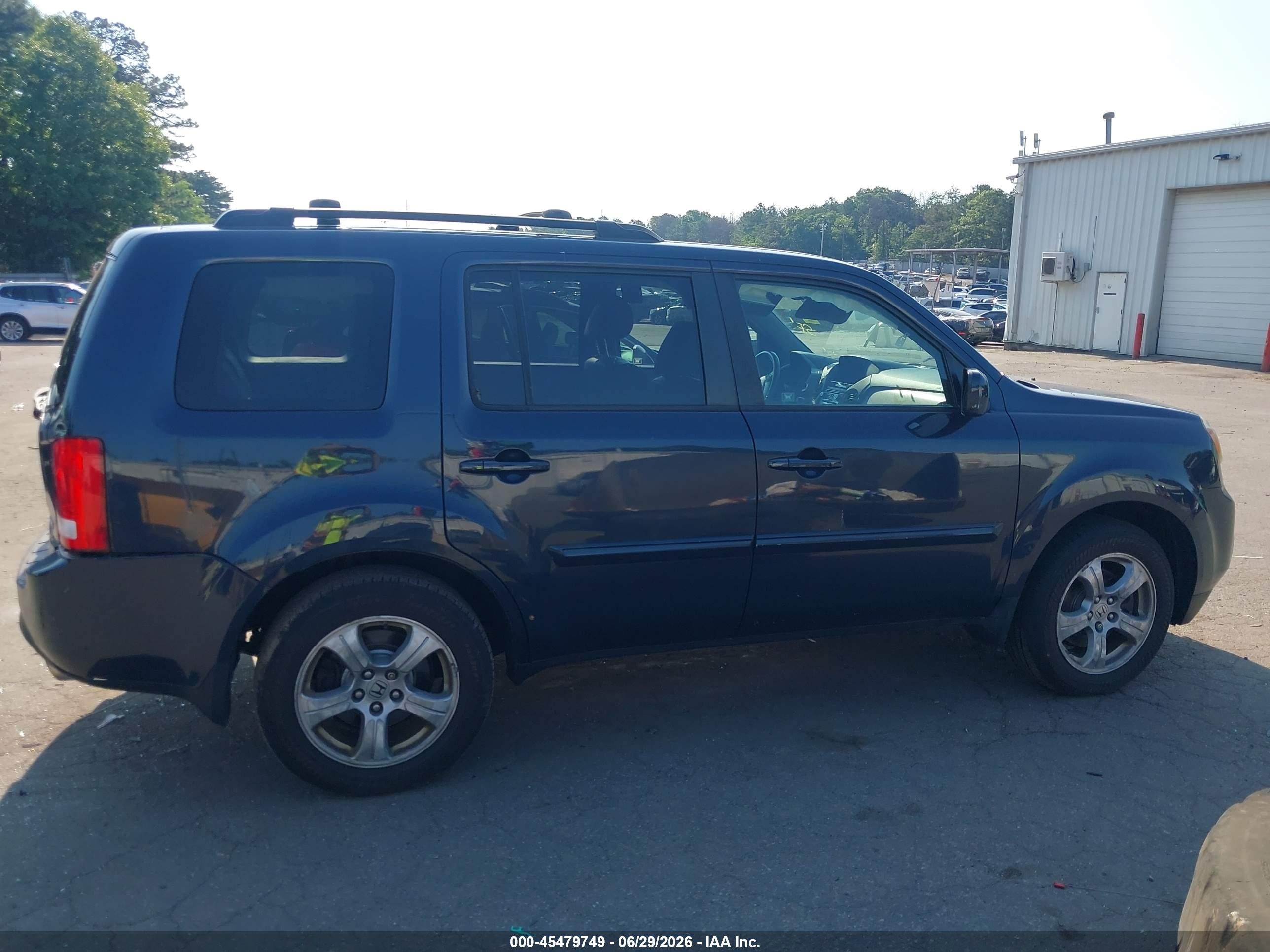 2012 Honda Pilot Ex-l Blue vin: 5FNYF4H64CB075839