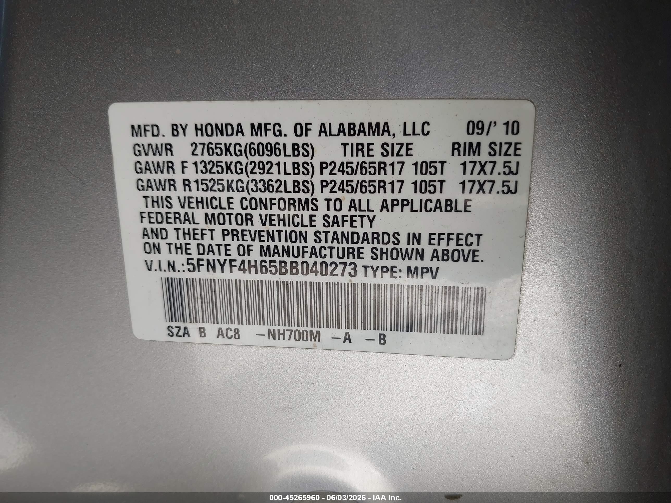 2011 Honda Pilot Ex-l Silver vin: 5FNYF4H65BB040273