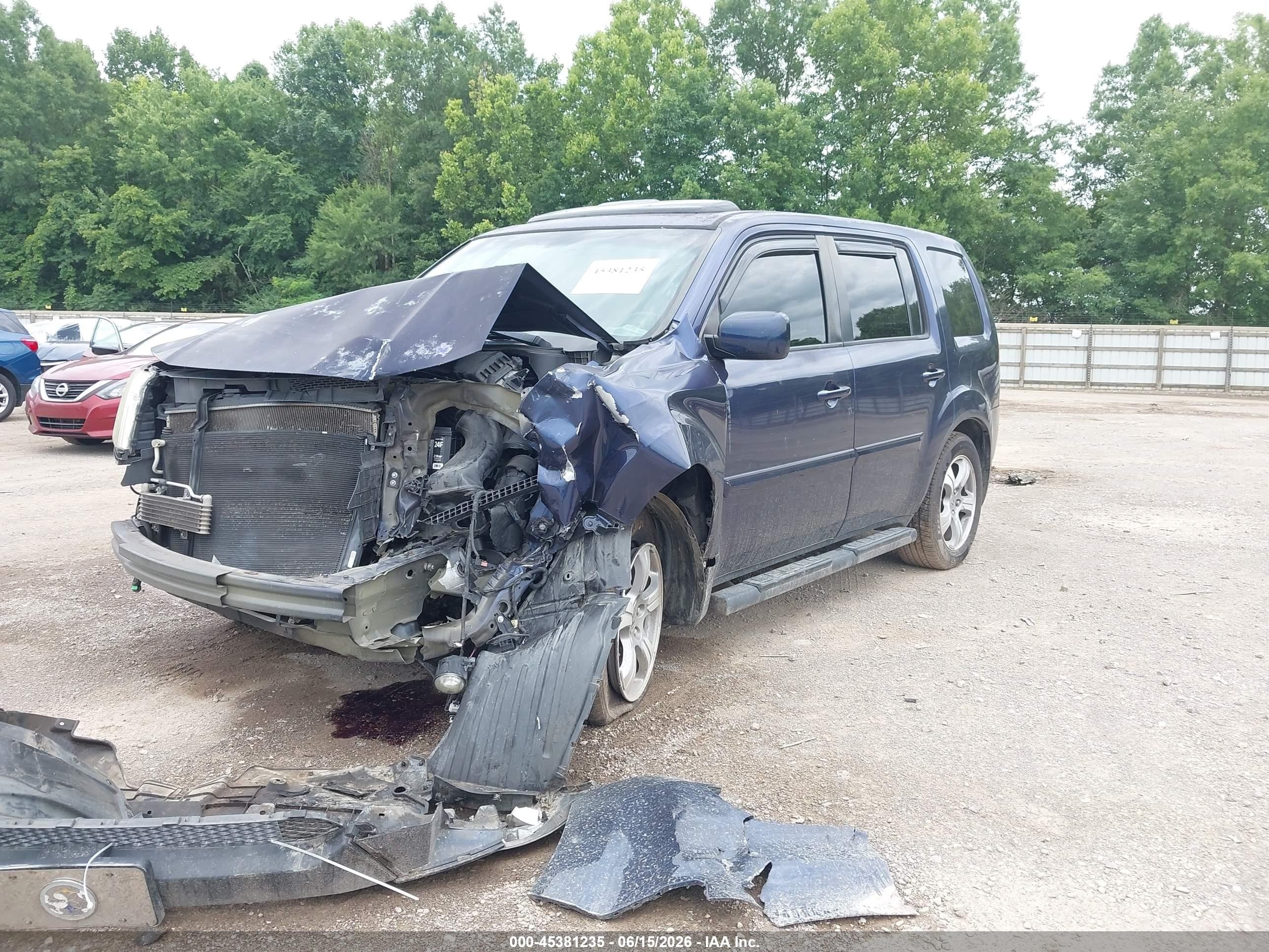 2013 Honda Pilot Ex-l Blue vin: 5FNYF4H65DB011987