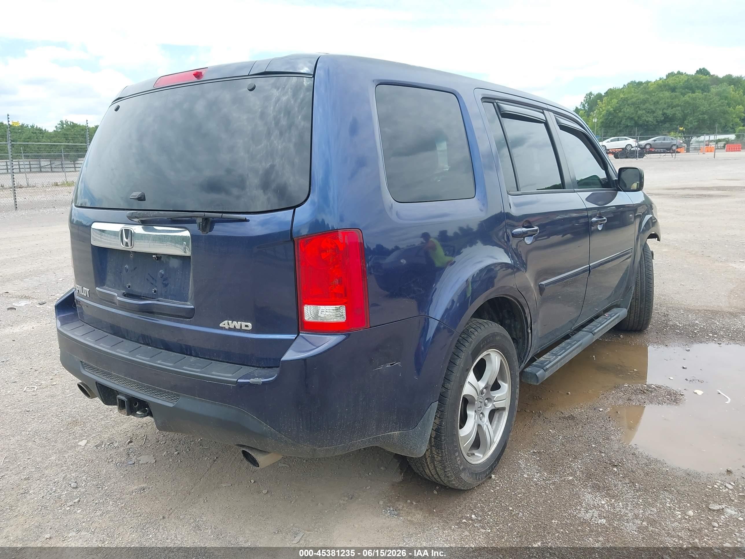 2013 Honda Pilot Ex-l Blue vin: 5FNYF4H65DB011987