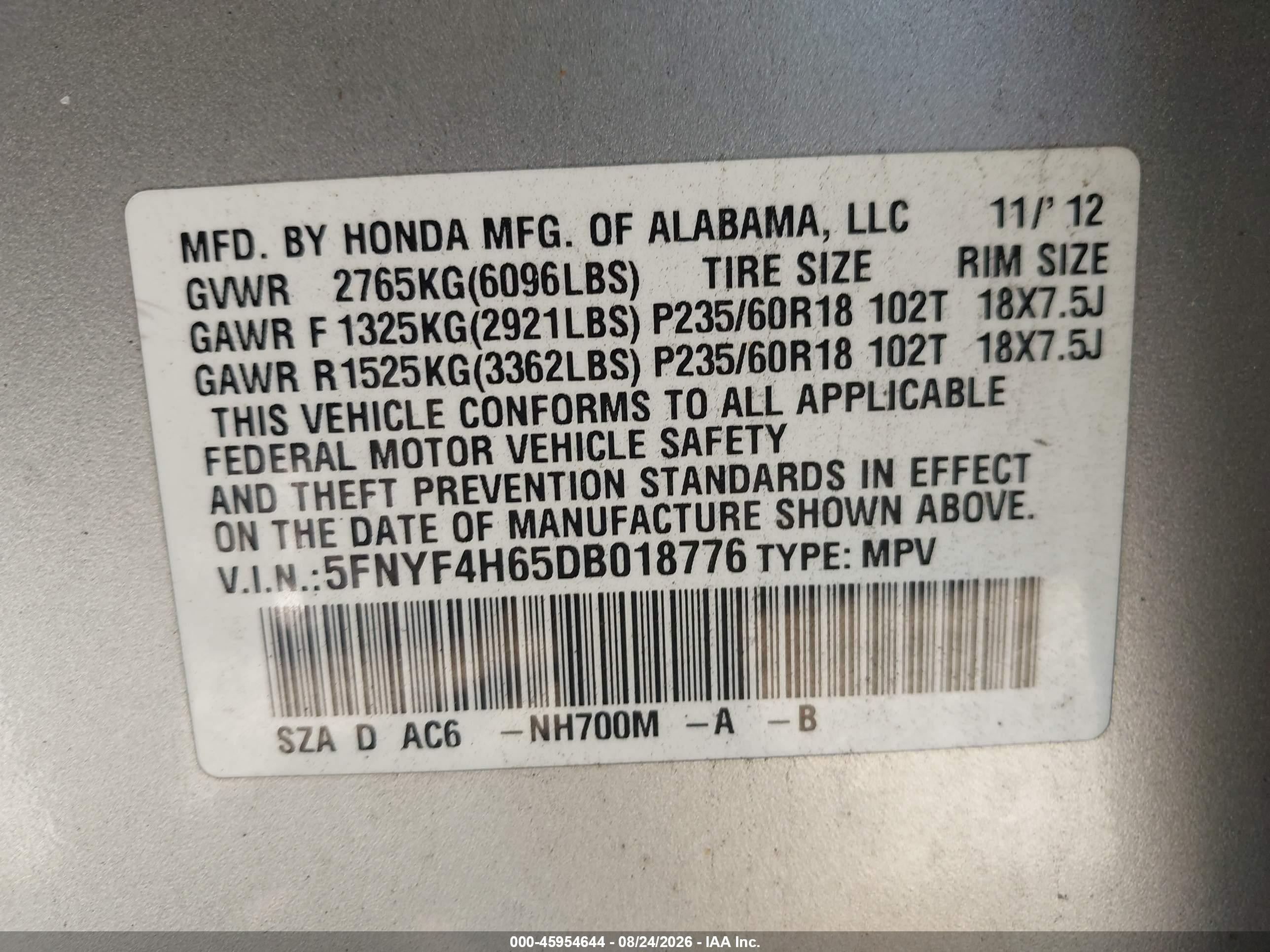 2013 Honda Pilot Ex-l Silver vin: 5FNYF4H65DB018776