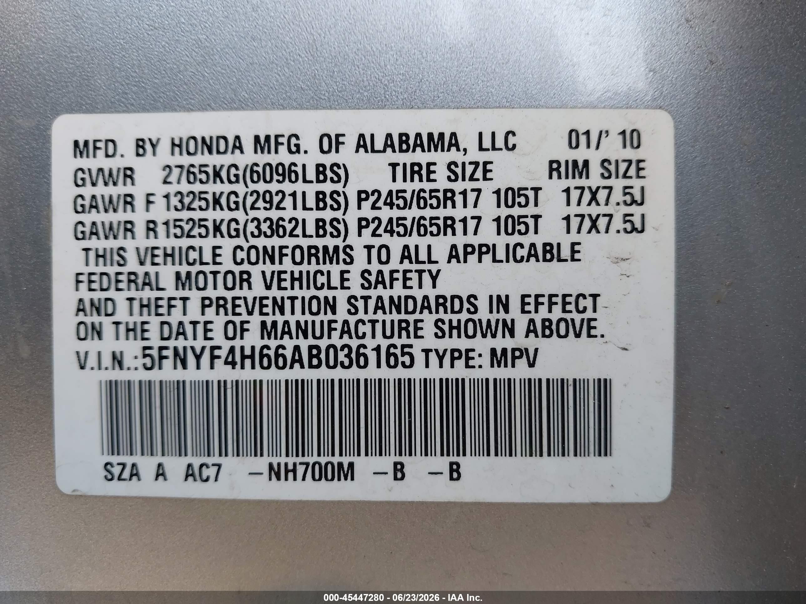 2010 Honda Pilot Ex-l Silver vin: 5FNYF4H66AB036165