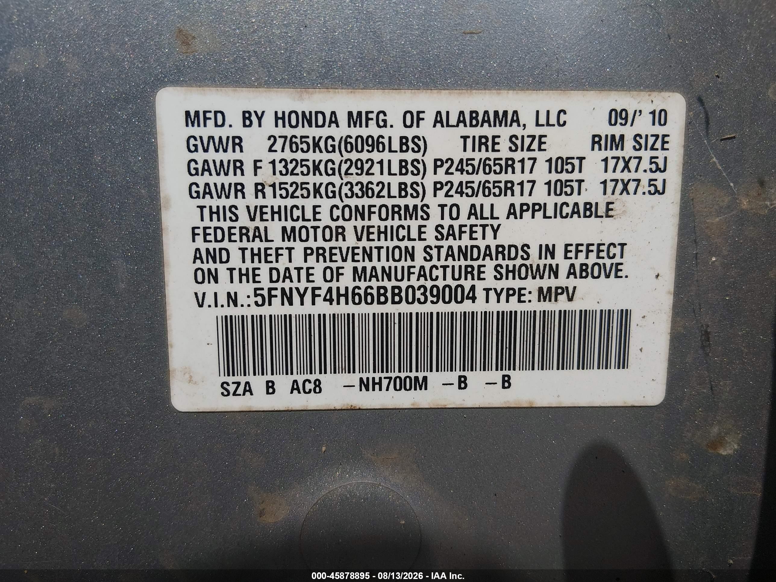 2011 Honda Pilot Ex-l Silver vin: 5FNYF4H66BB039004