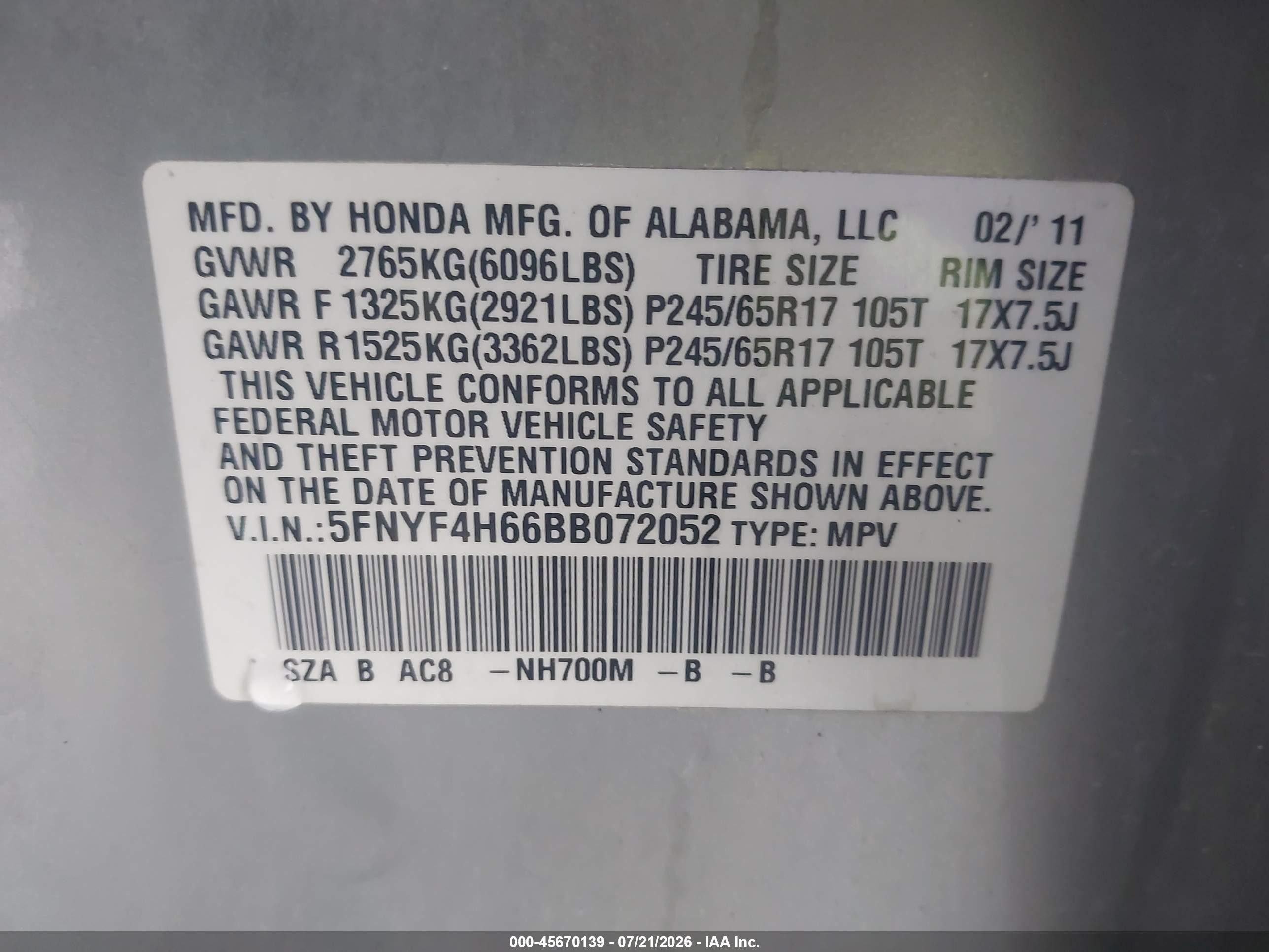 2011 Honda Pilot Ex-l Серебряный vin: 5FNYF4H66BB072052