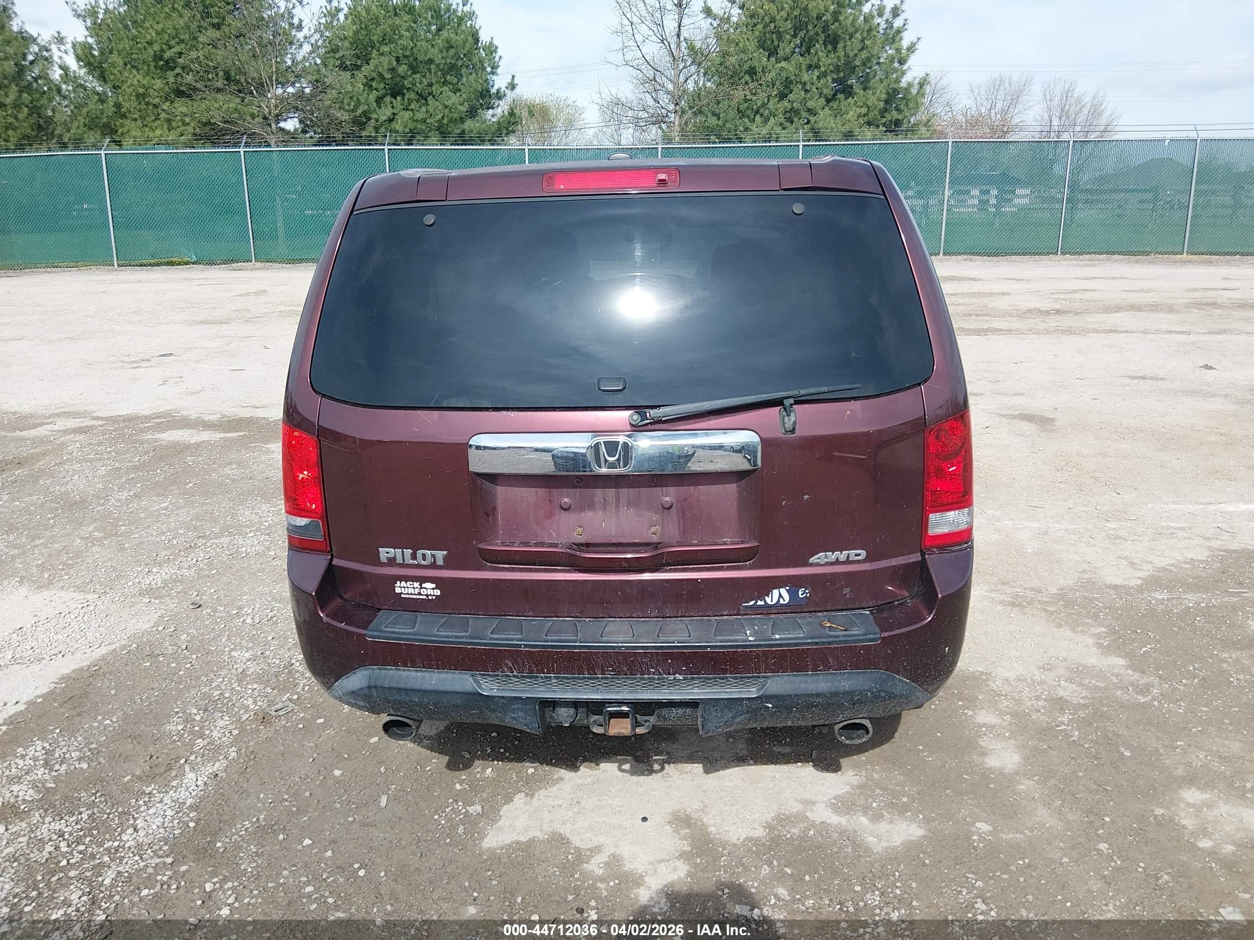 2012 Honda Pilot Ex-l Темно-бордовый vin: 5FNYF4H66CB045838