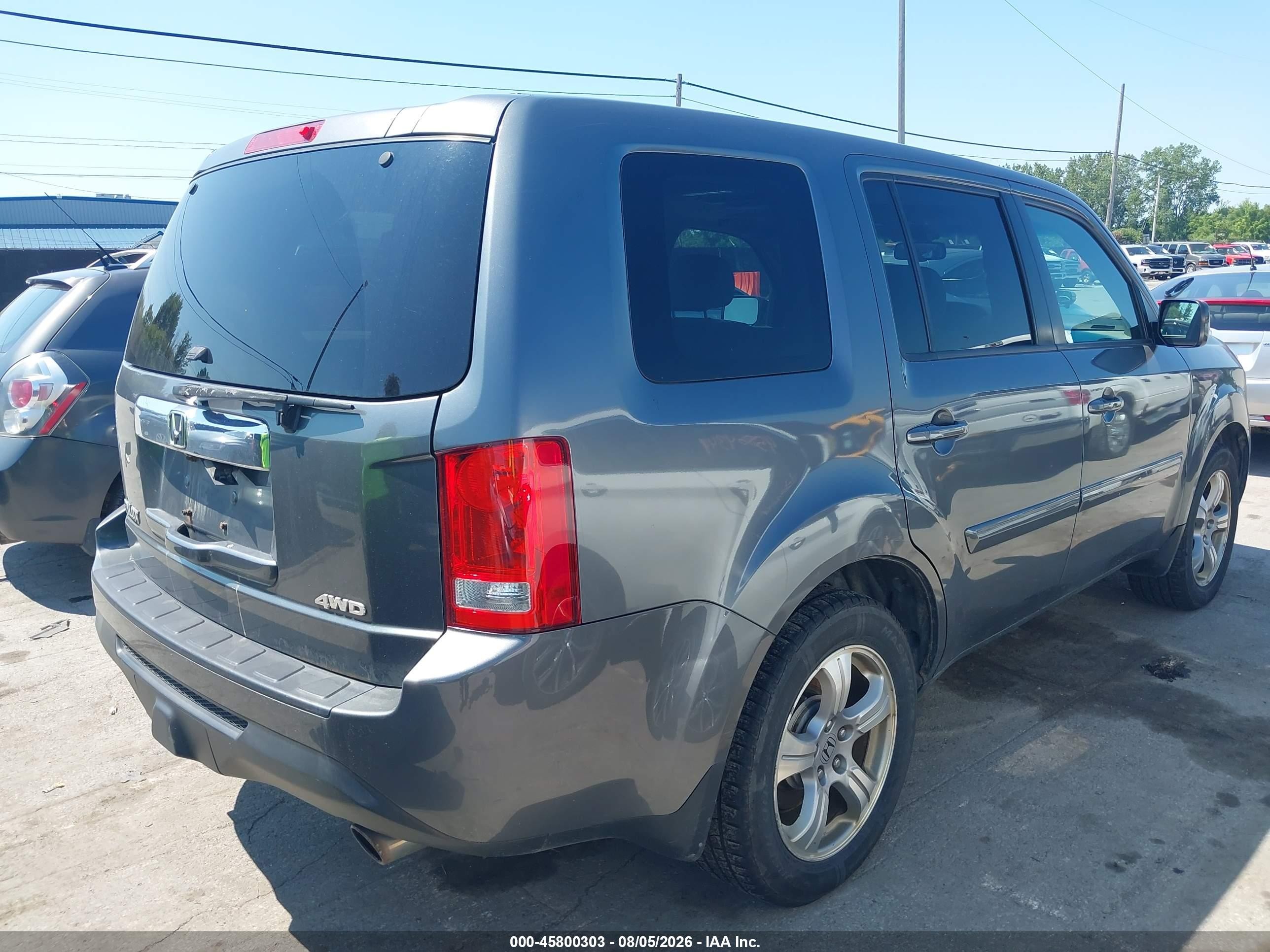 2013 Honda Pilot Ex-l Gray vin: 5FNYF4H66DB009553