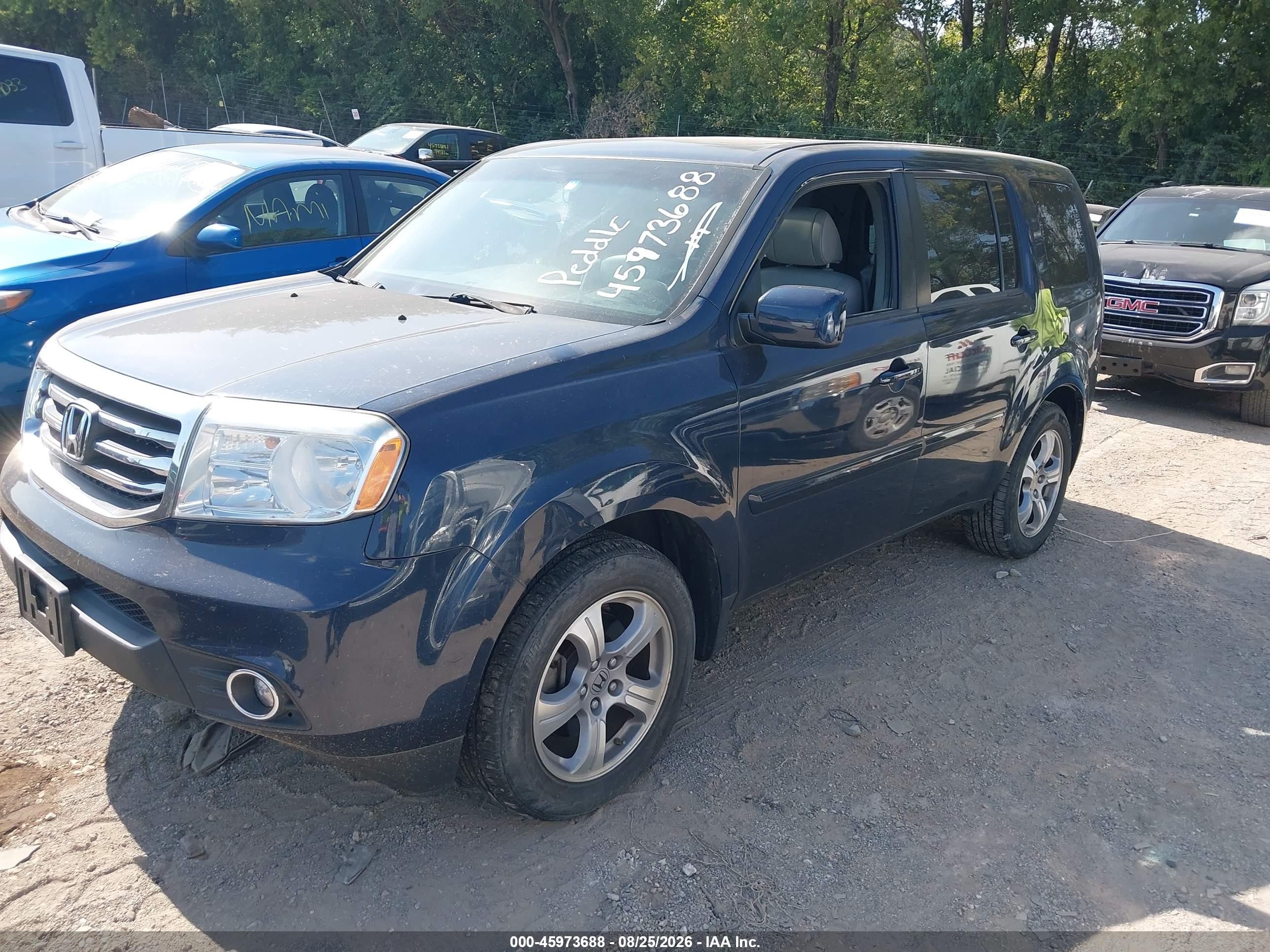 2012 Honda Pilot Ex-l Blue vin: 5FNYF4H67CB010015