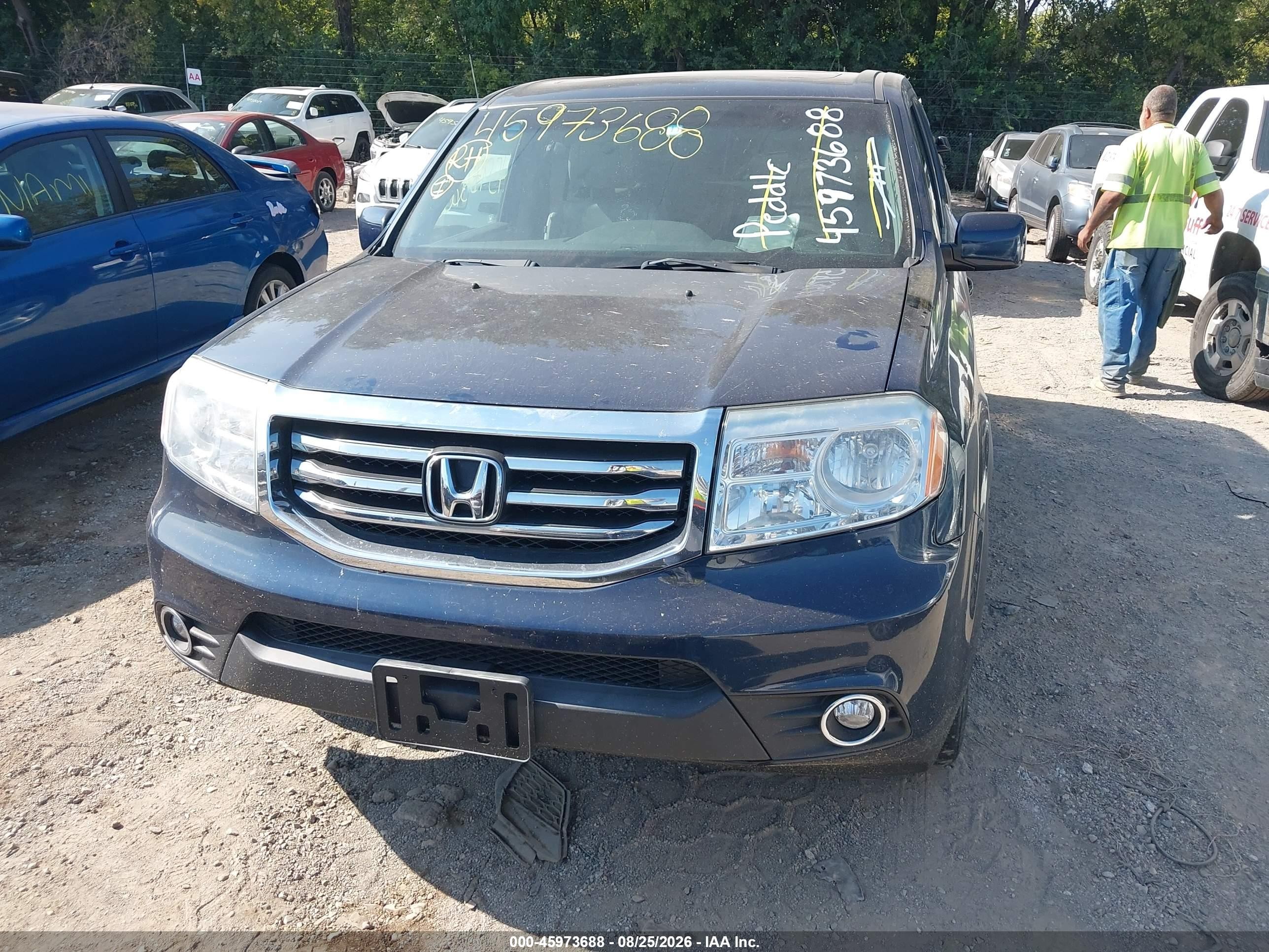 2012 Honda Pilot Ex-l Blue vin: 5FNYF4H67CB010015