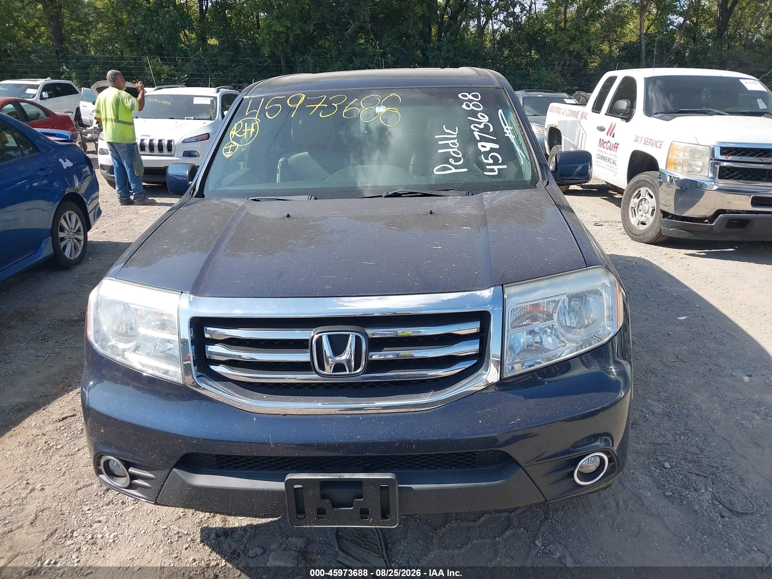 2012 Honda Pilot Ex-l Blue vin: 5FNYF4H67CB010015