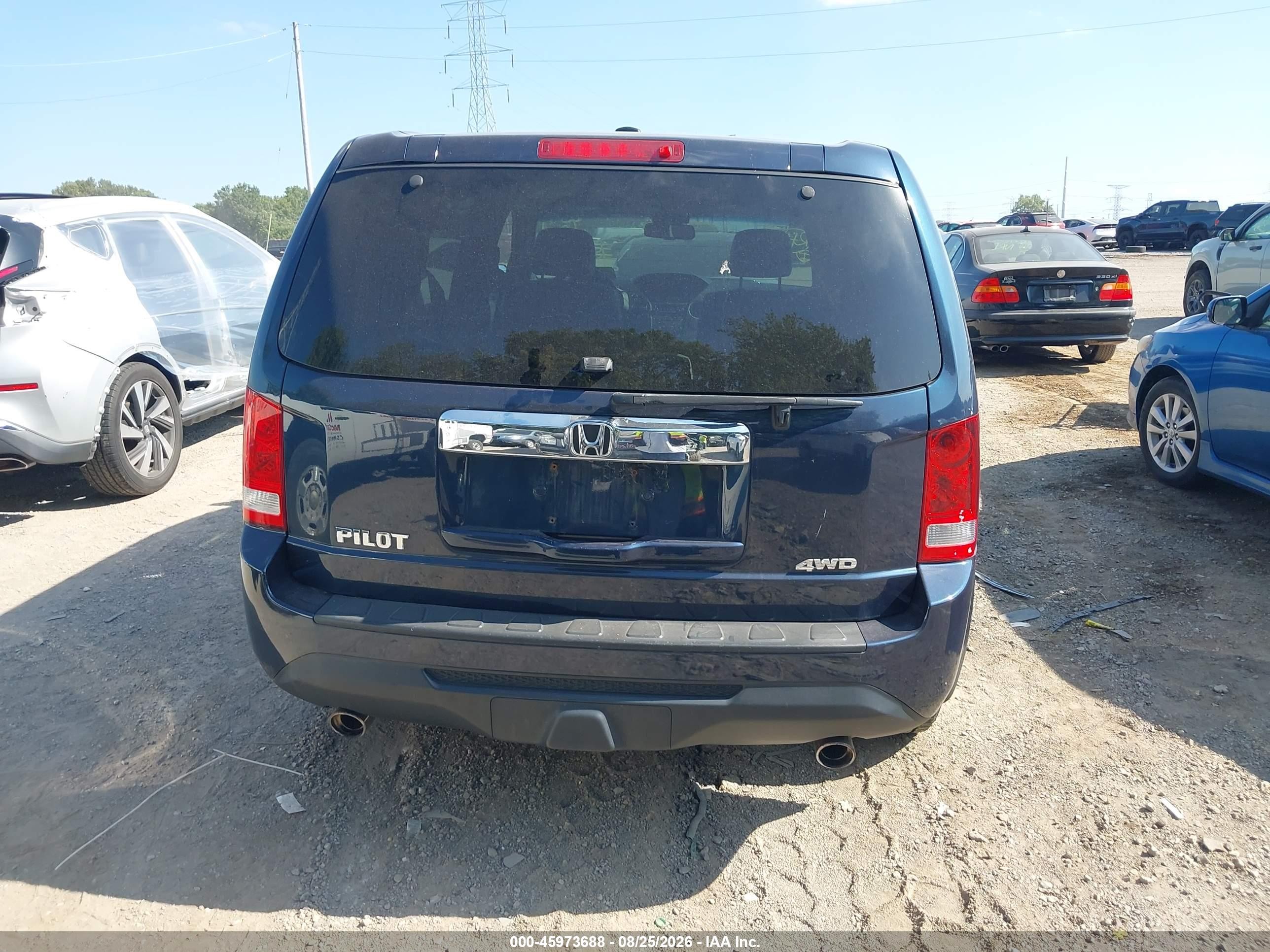 2012 Honda Pilot Ex-l Blue vin: 5FNYF4H67CB010015