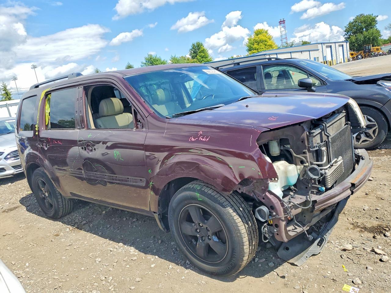 2010 Honda Pilot Exl Maroon vin: 5FNYF4H68AB037088
