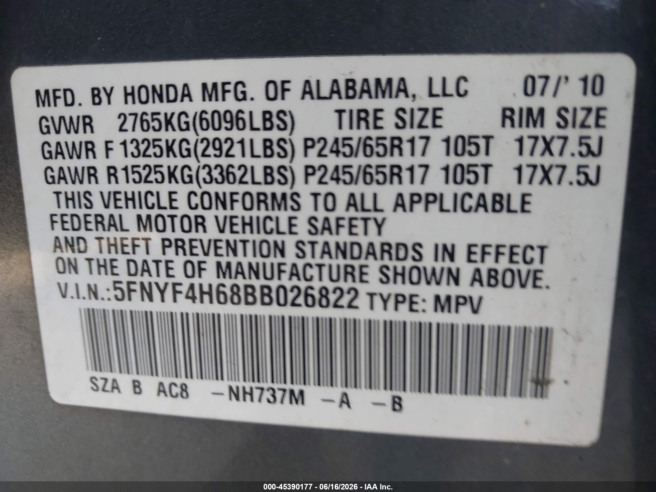 2011 Honda Pilot Ex-l Gray vin: 5FNYF4H68BB026822