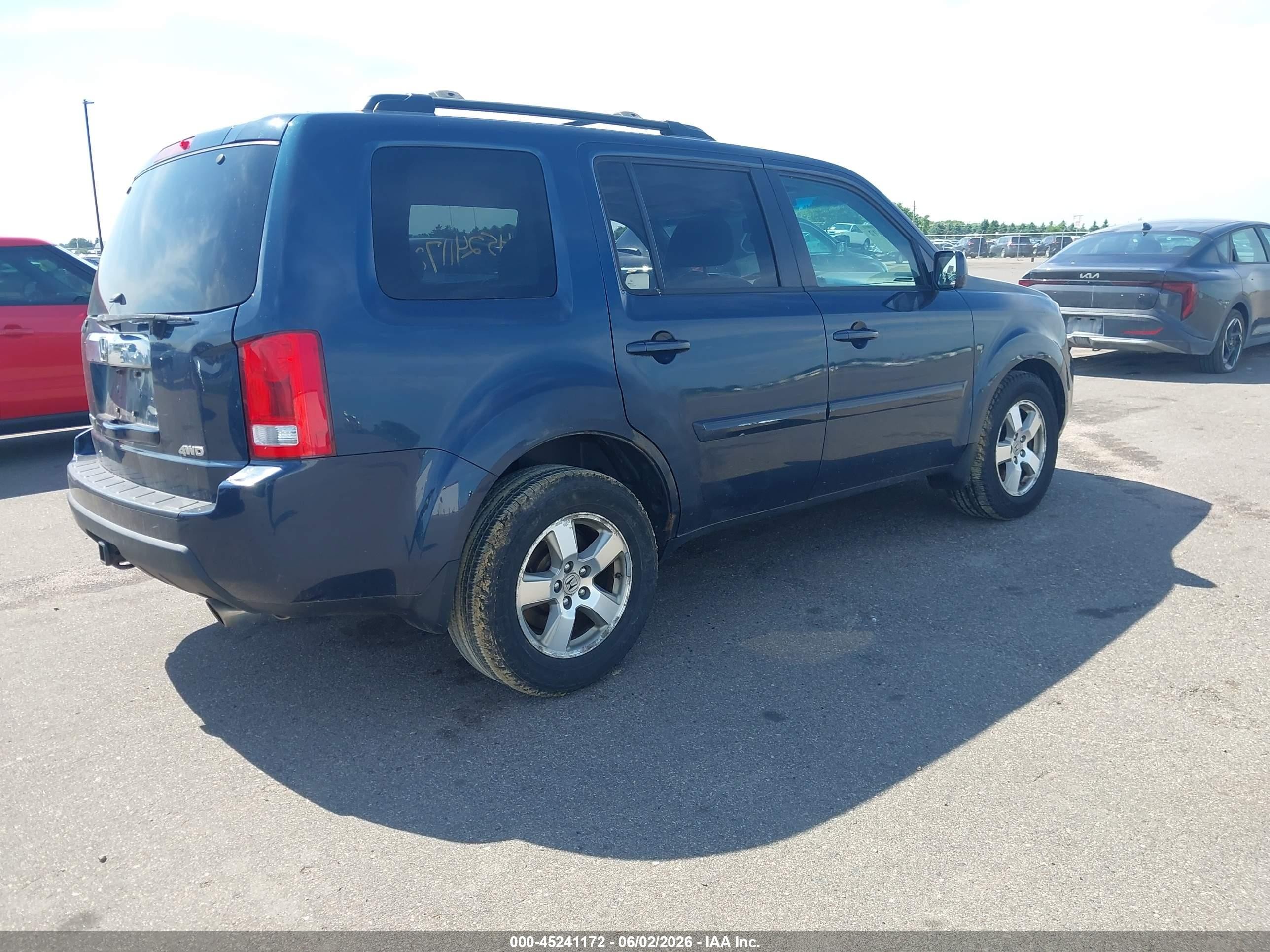 2011 Honda Pilot Ex-l Blue vin: 5FNYF4H69BB089556