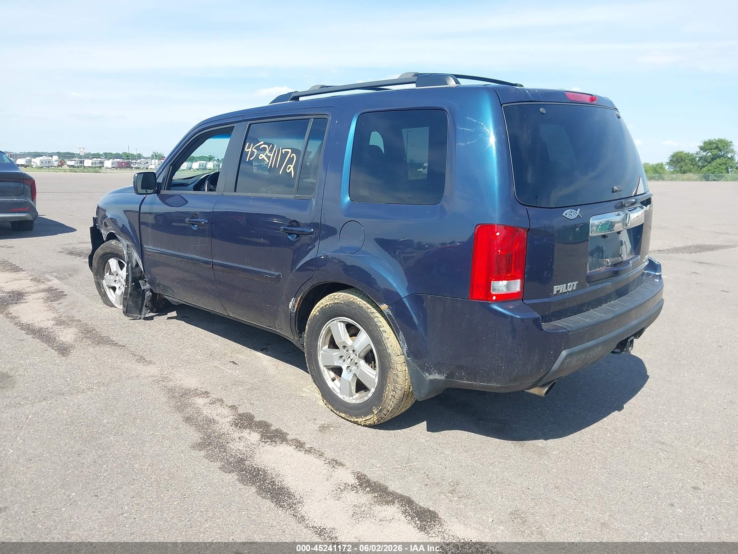 2011 Honda Pilot Ex-l Blue vin: 5FNYF4H69BB089556