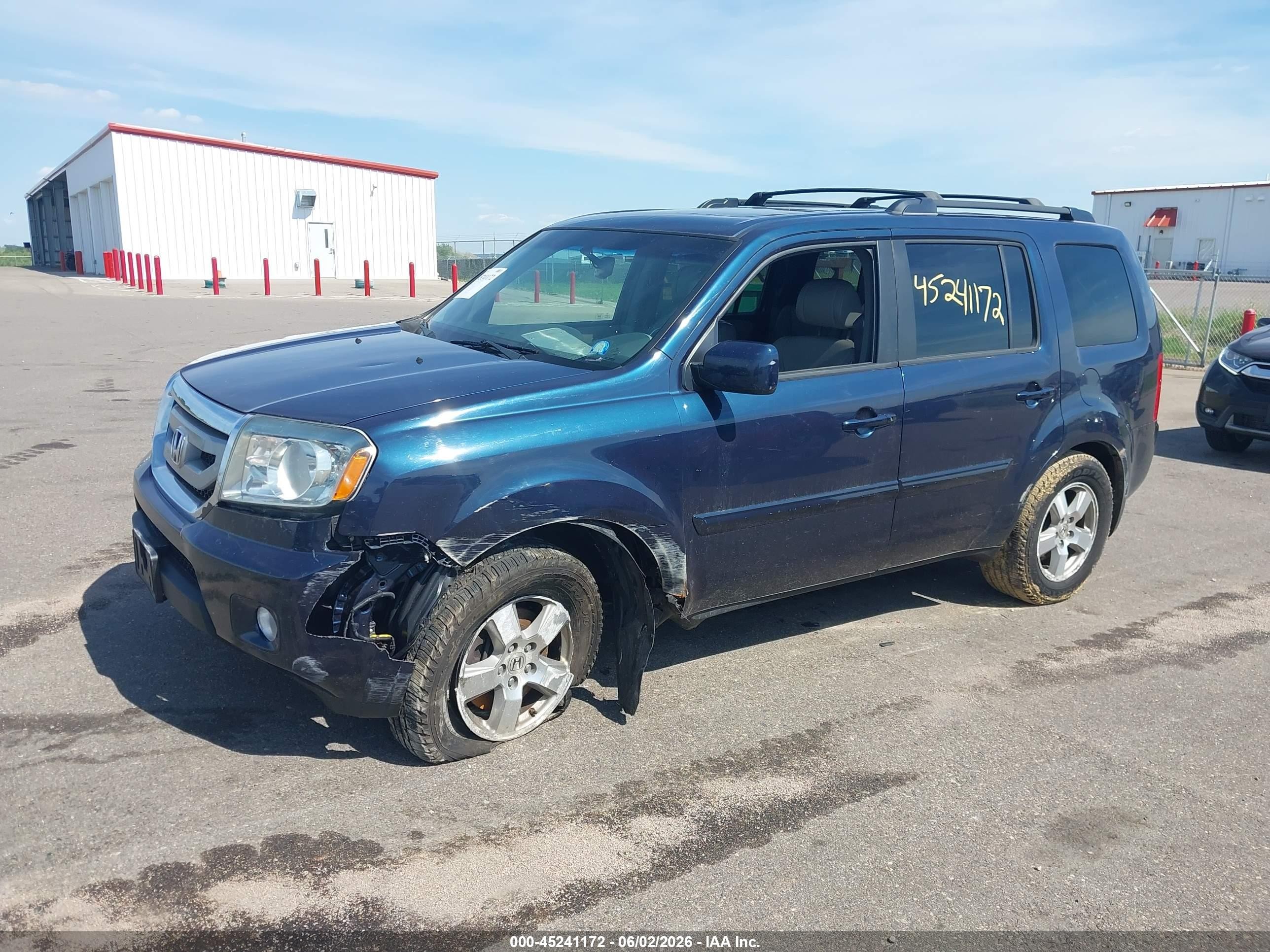 2011 Honda Pilot Ex-l Blue vin: 5FNYF4H69BB089556