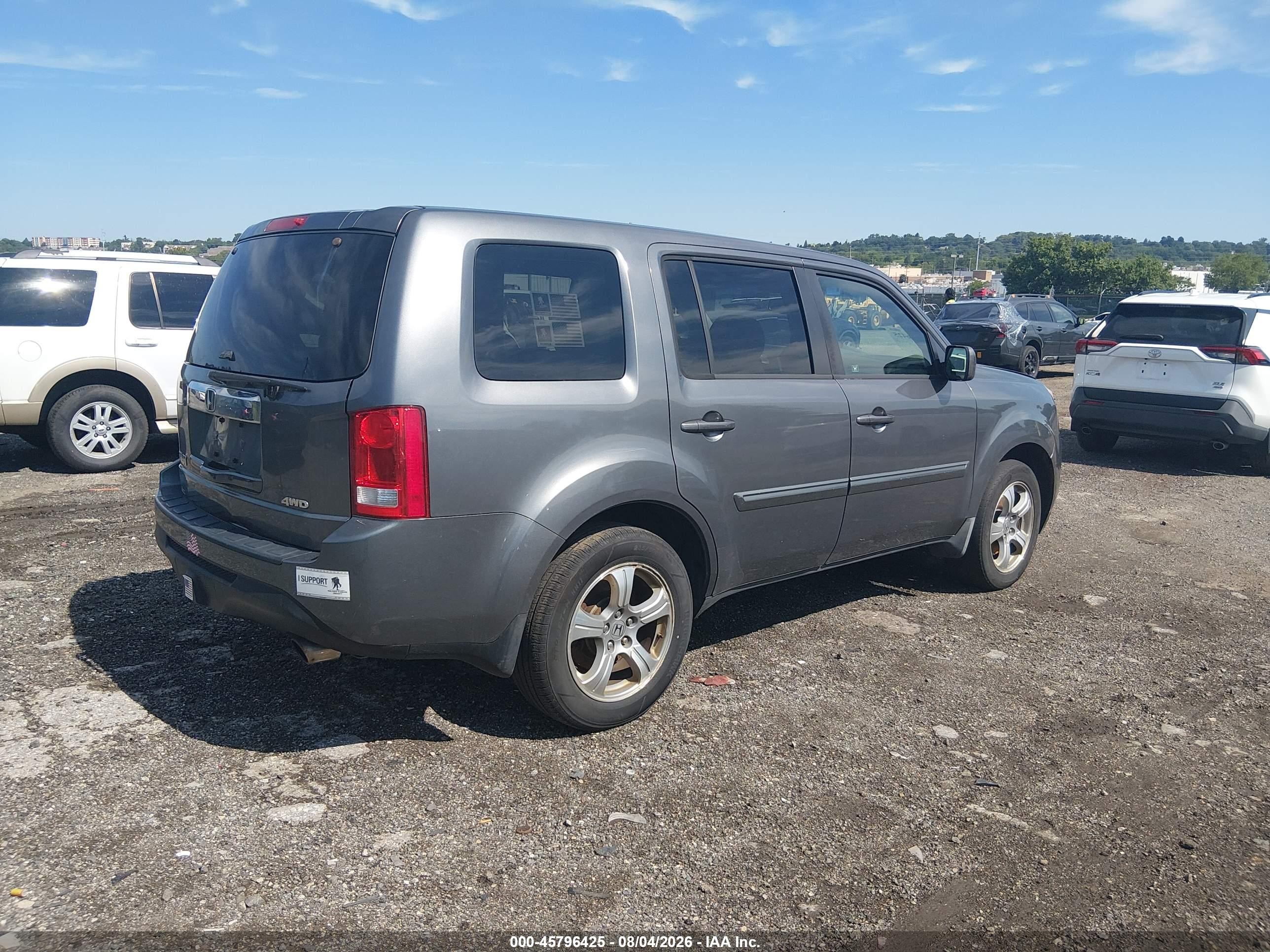 2012 Honda Pilot Ex-l Серый vin: 5FNYF4H69CB046627