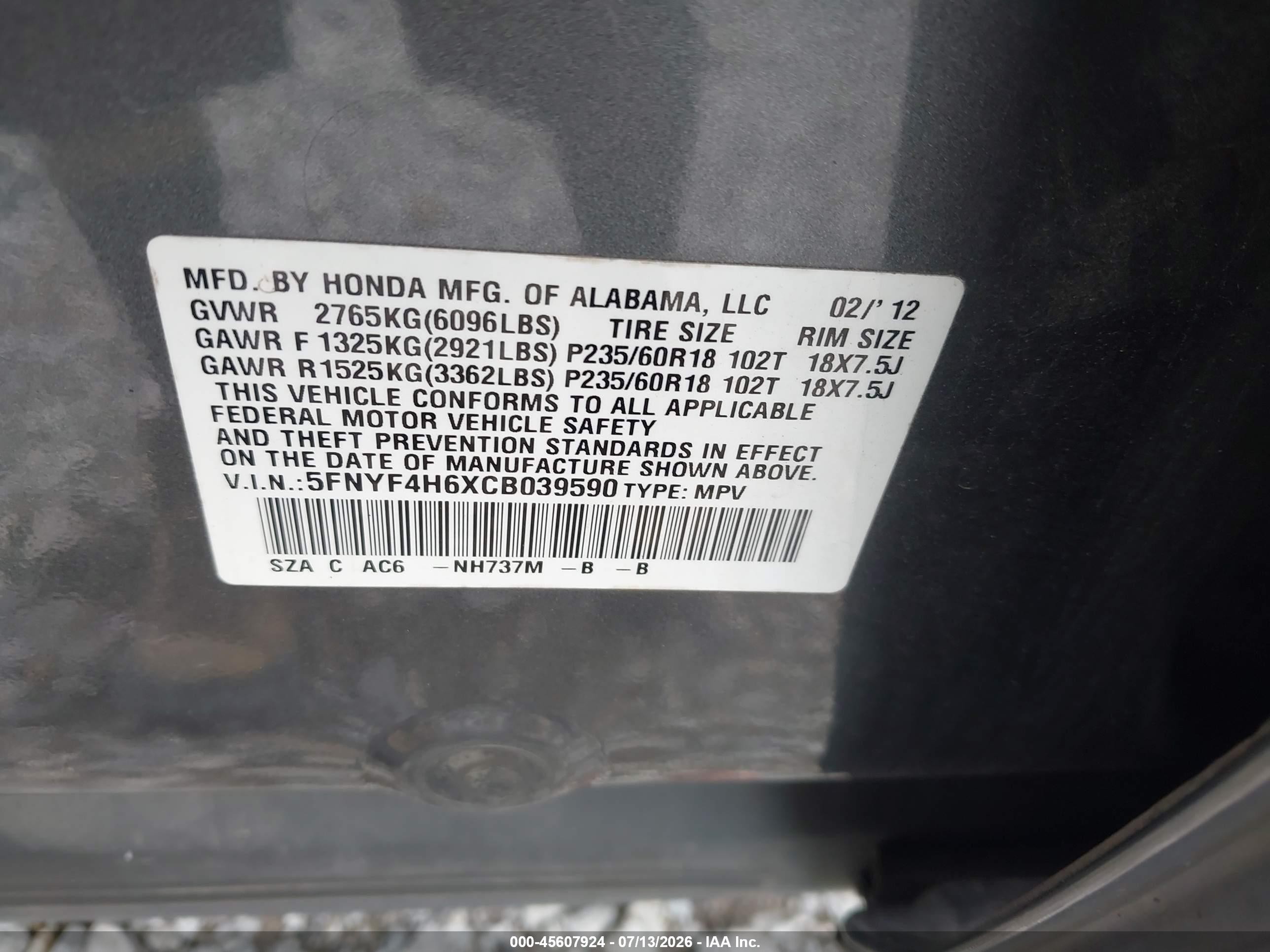 2012 Honda Pilot Ex-l Gray vin: 5FNYF4H6XCB039590