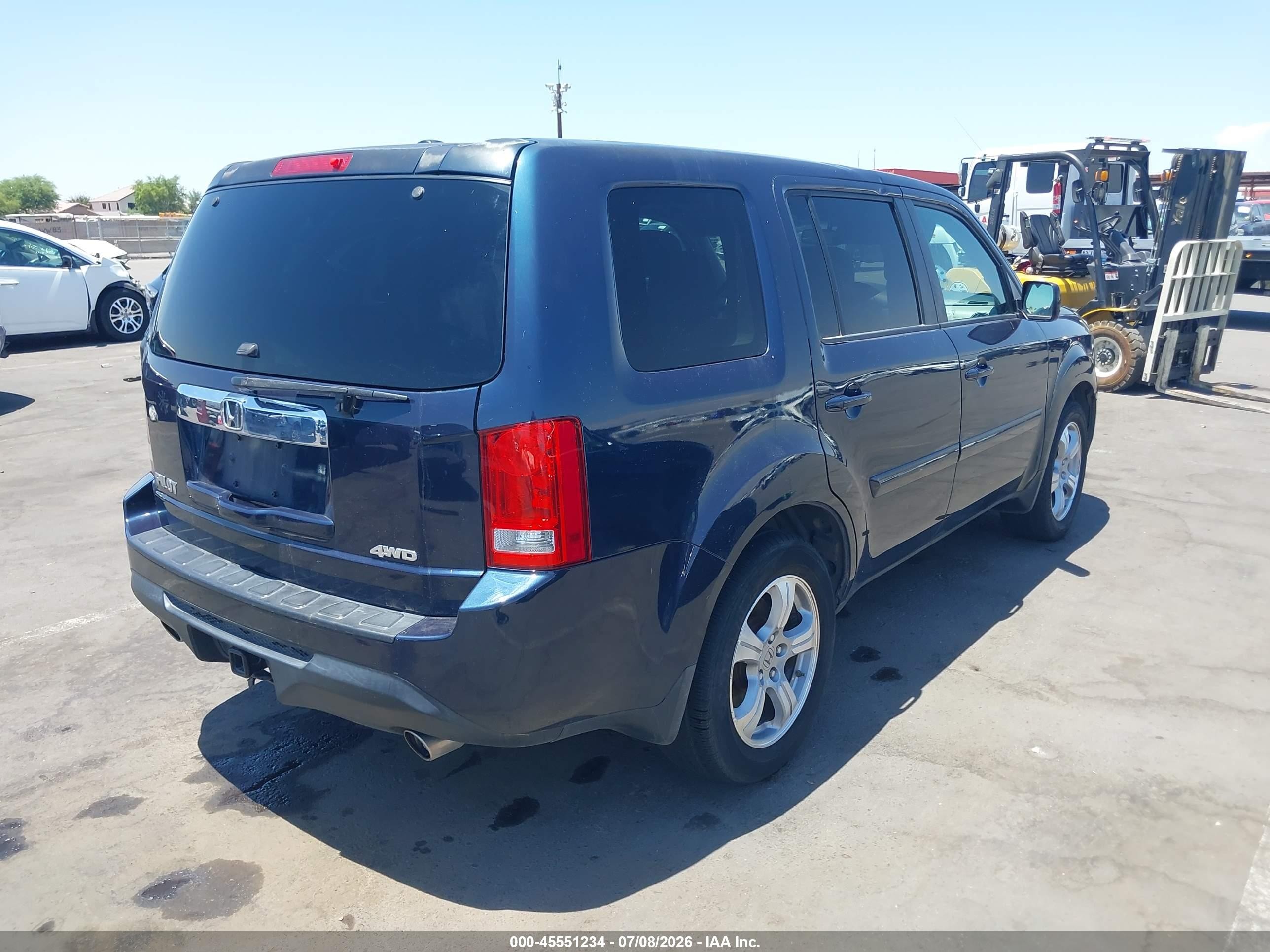 2012 Honda Pilot Ex-l Blue vin: 5FNYF4H6XCB055854