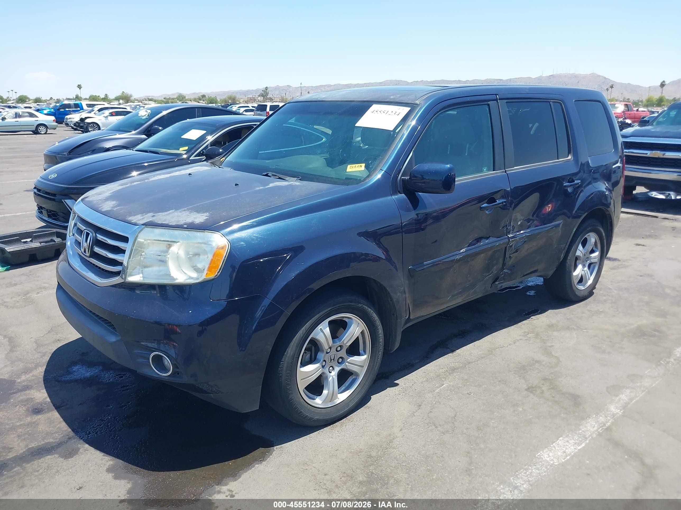 2012 Honda Pilot Ex-l Blue vin: 5FNYF4H6XCB055854