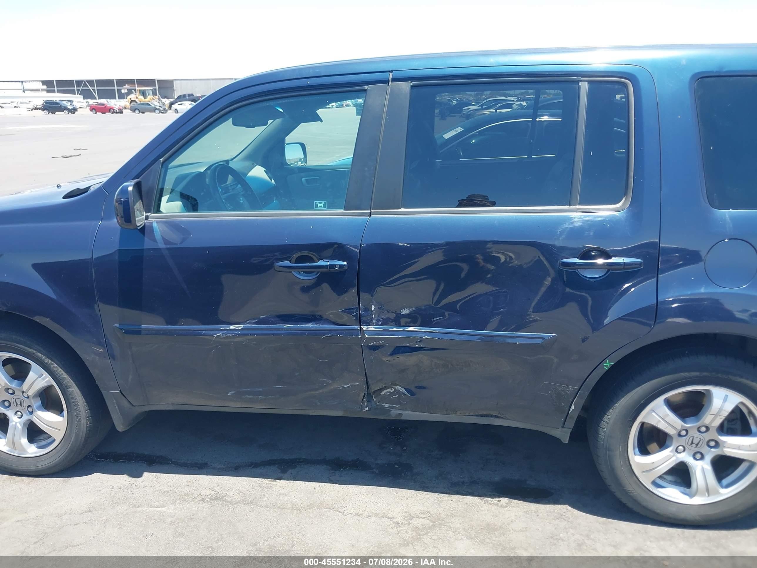 2012 Honda Pilot Ex-l Blue vin: 5FNYF4H6XCB055854