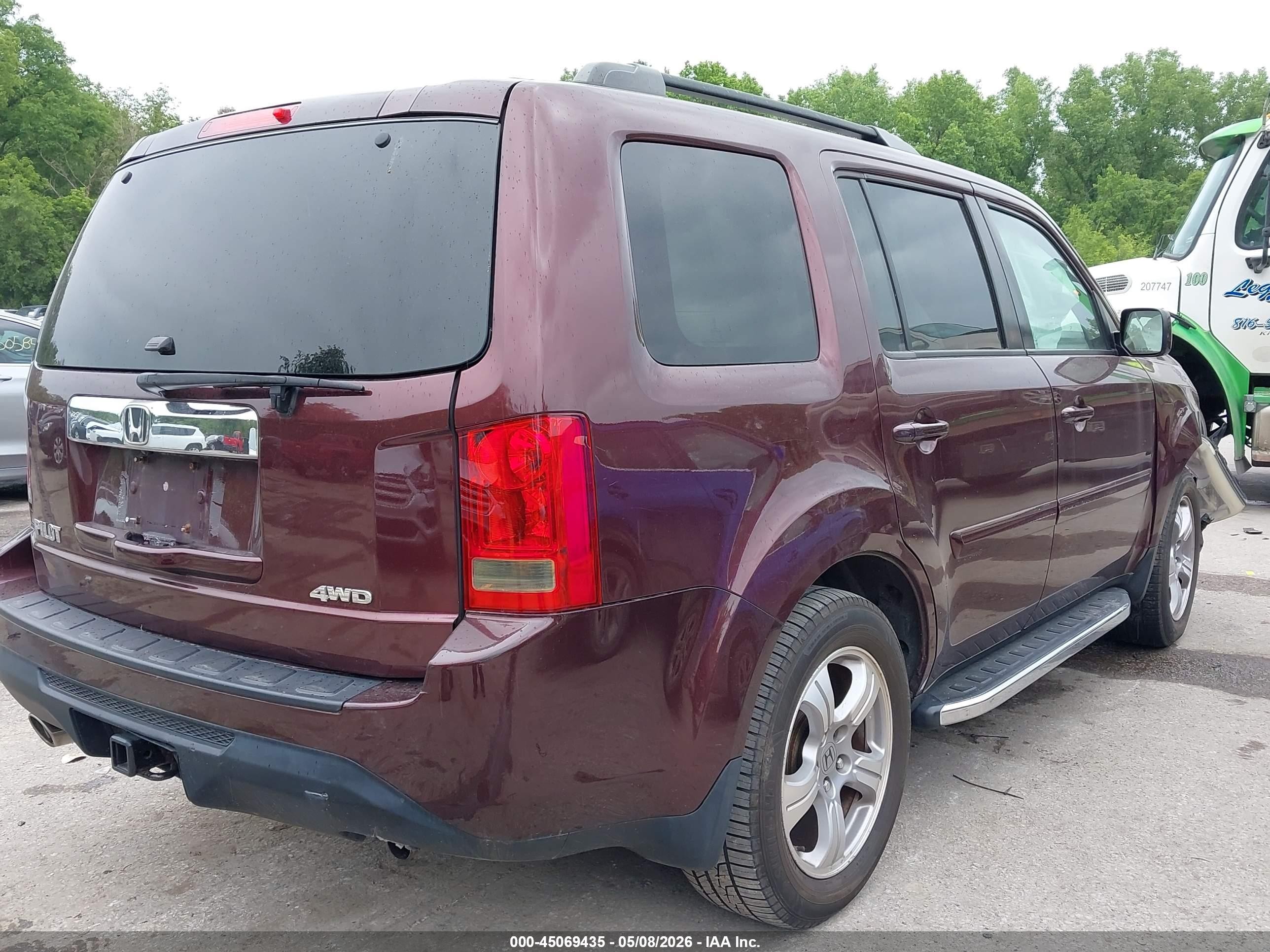 2013 Honda Pilot Ex-l Burgundy vin: 5FNYF4H6XDB033421