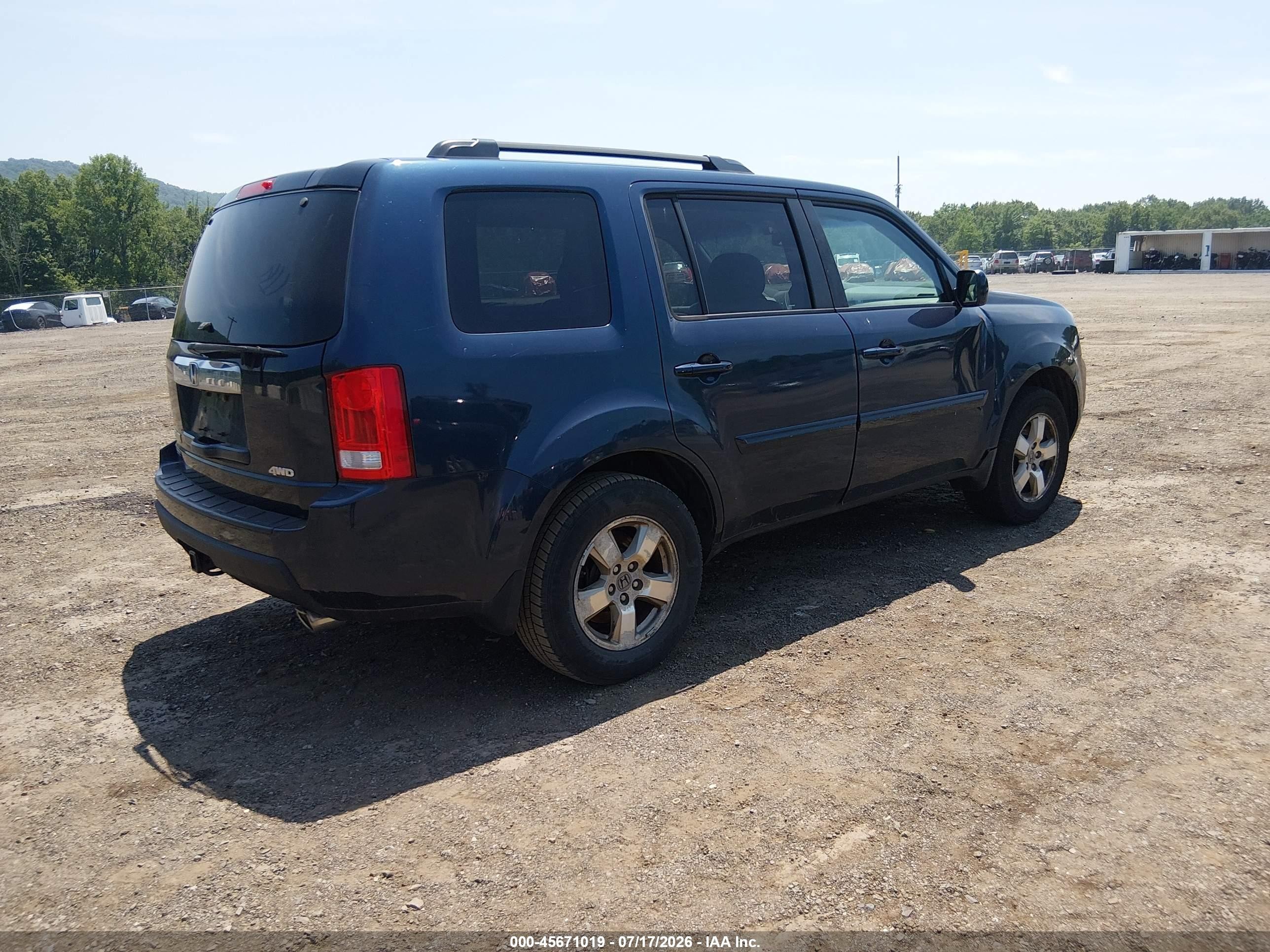 2011 Honda Pilot Ex-l Blue vin: 5FNYF4H70BB099336