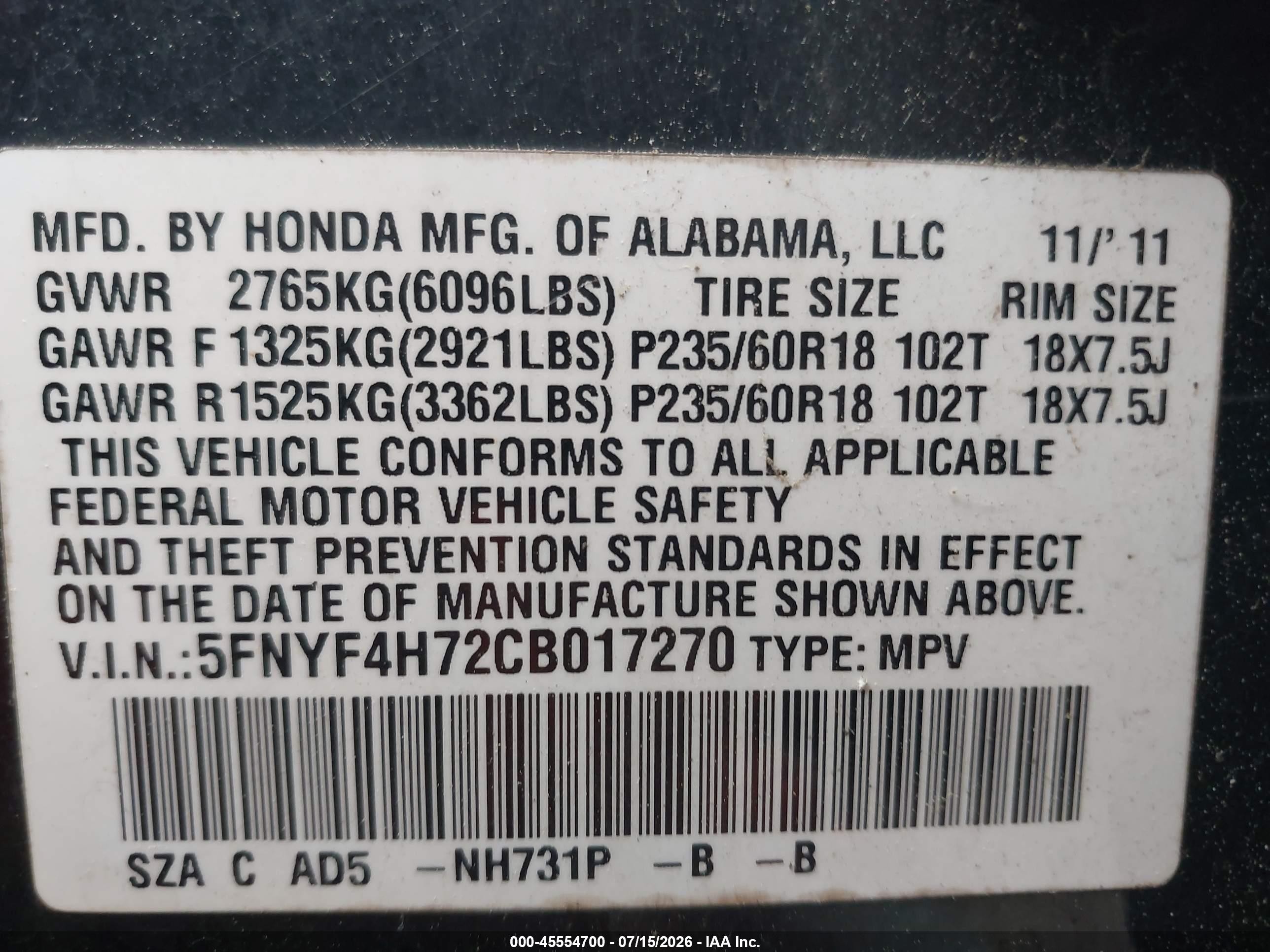 2012 Honda Pilot Ex-l Черный vin: 5FNYF4H72CB017270