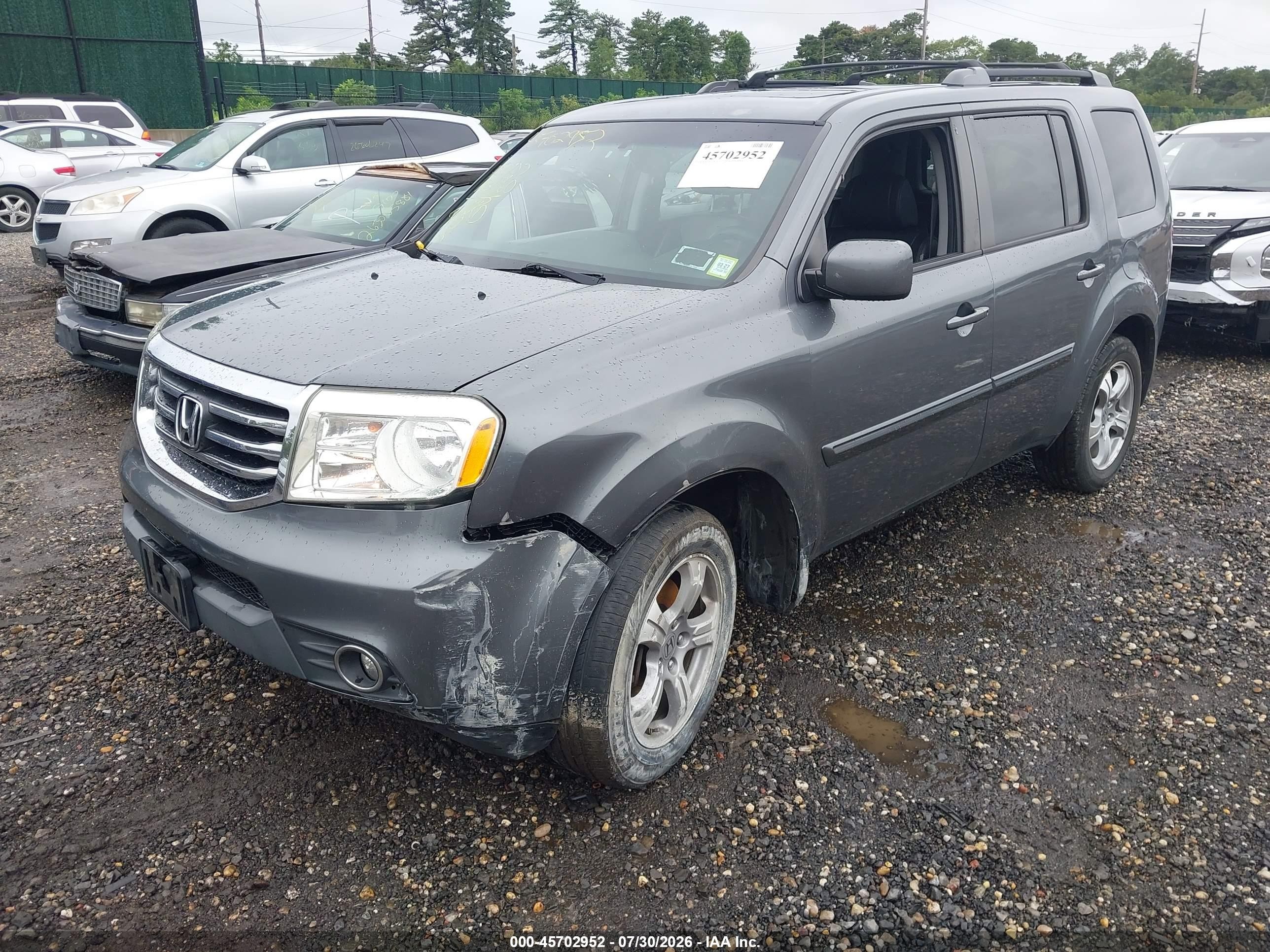 2013 Honda Pilot Ex-l Gray vin: 5FNYF4H72DB046074
