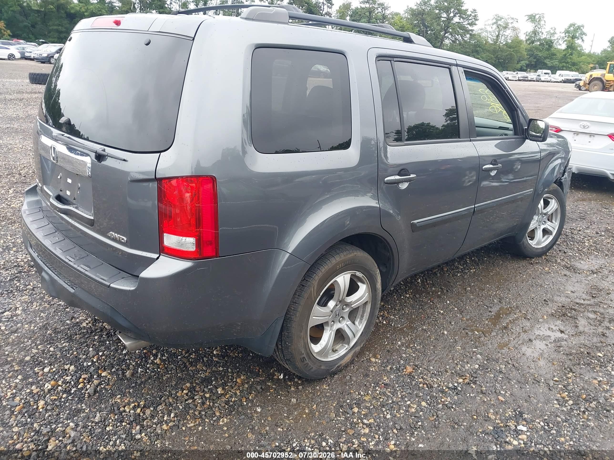 2013 Honda Pilot Ex-l Gray vin: 5FNYF4H72DB046074