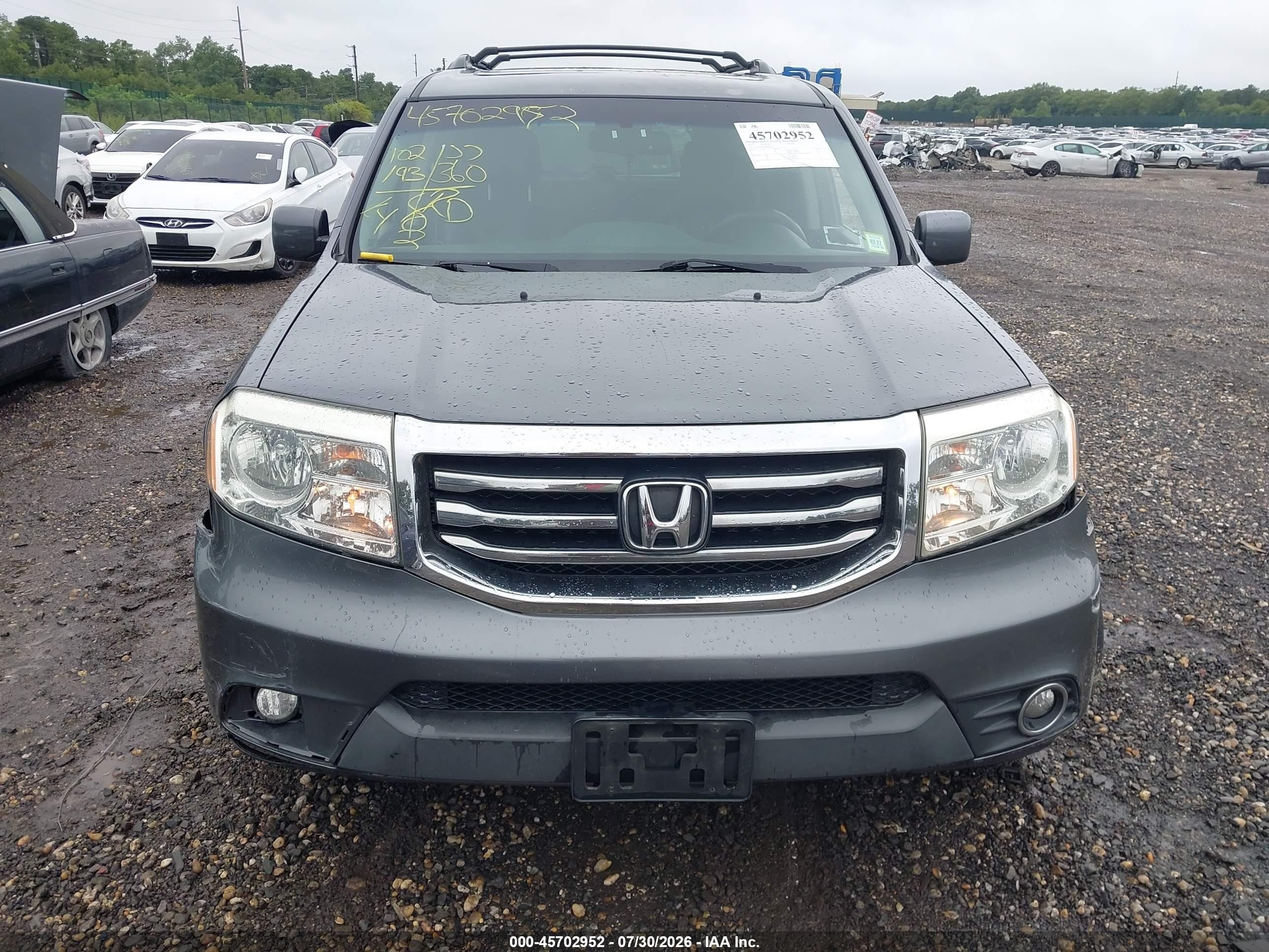 2013 Honda Pilot Ex-l Gray vin: 5FNYF4H72DB046074