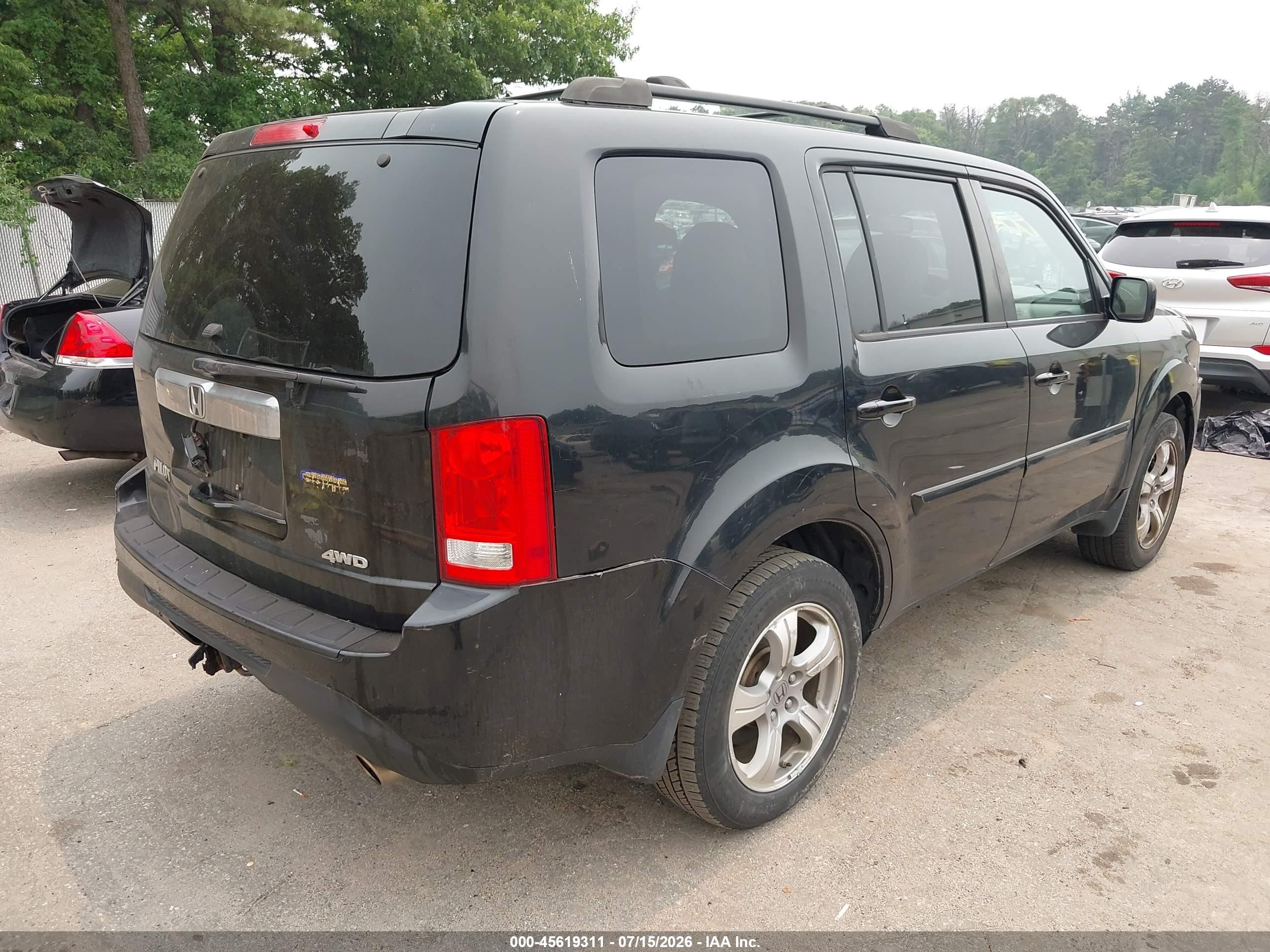 2012 Honda Pilot Ex-l Black vin: 5FNYF4H73CB072715