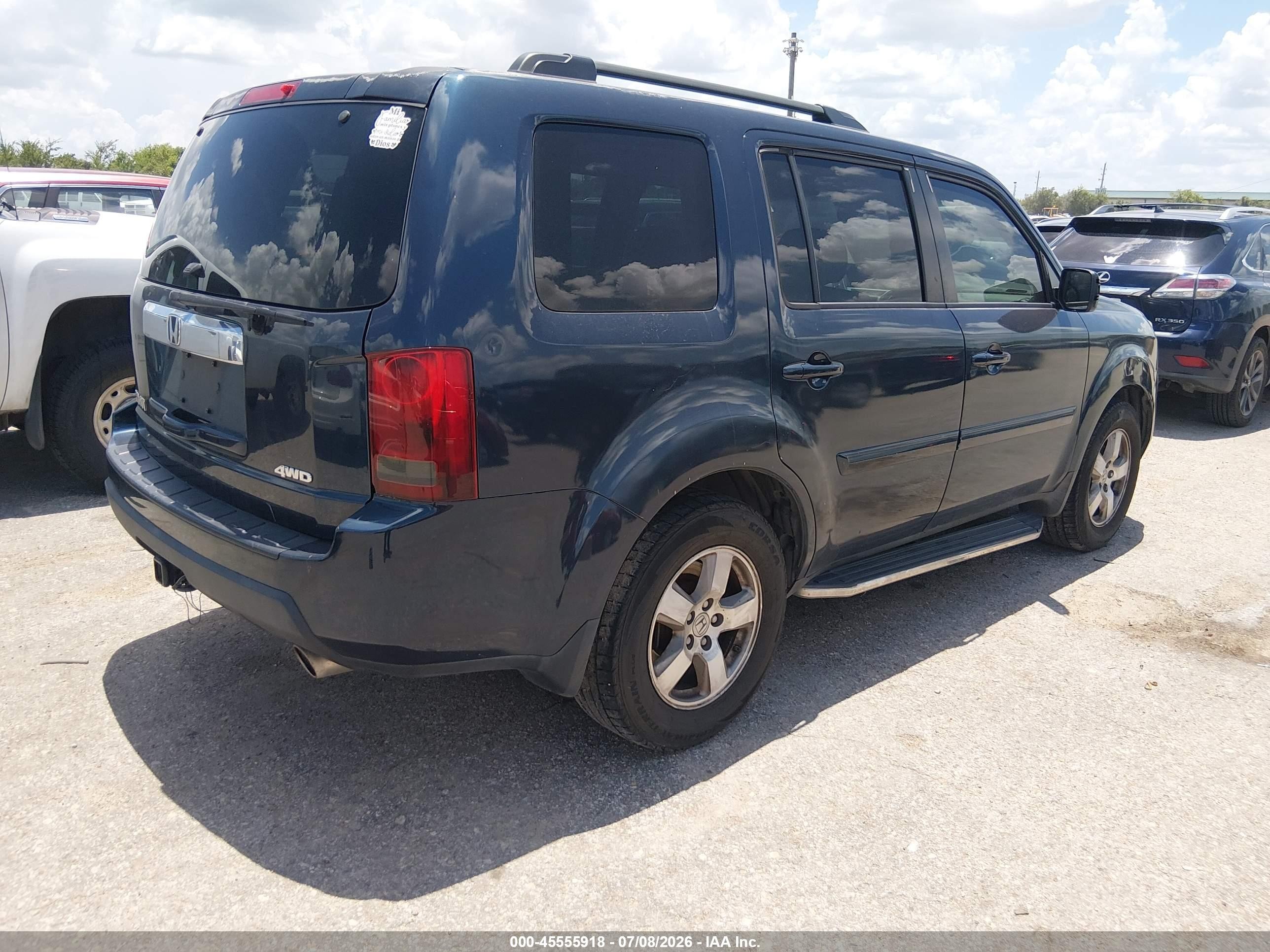 2011 Honda Pilot Ex-l Blue vin: 5FNYF4H74BB054030