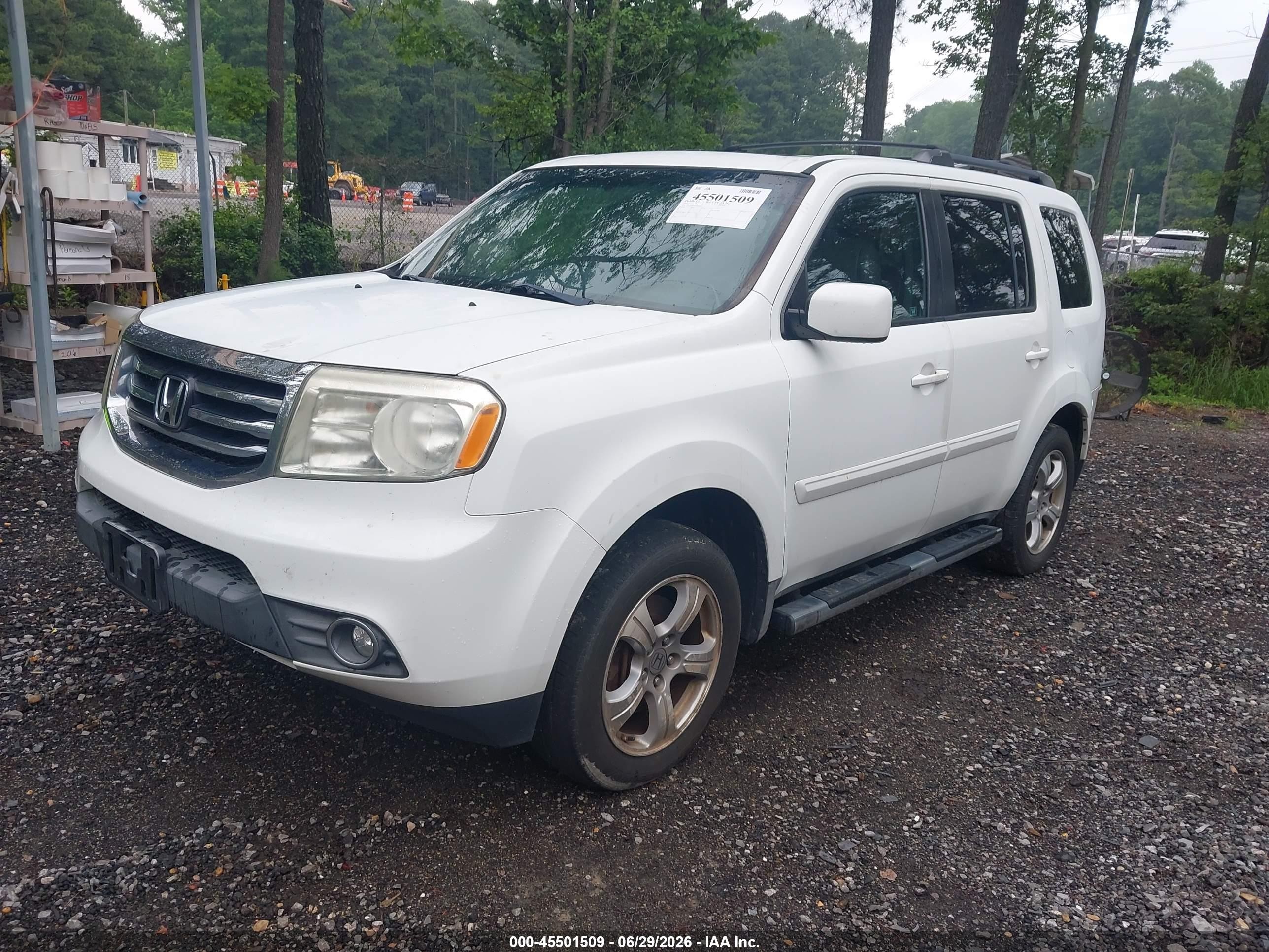 2012 Honda Pilot Ex-l White vin: 5FNYF4H74CB052666