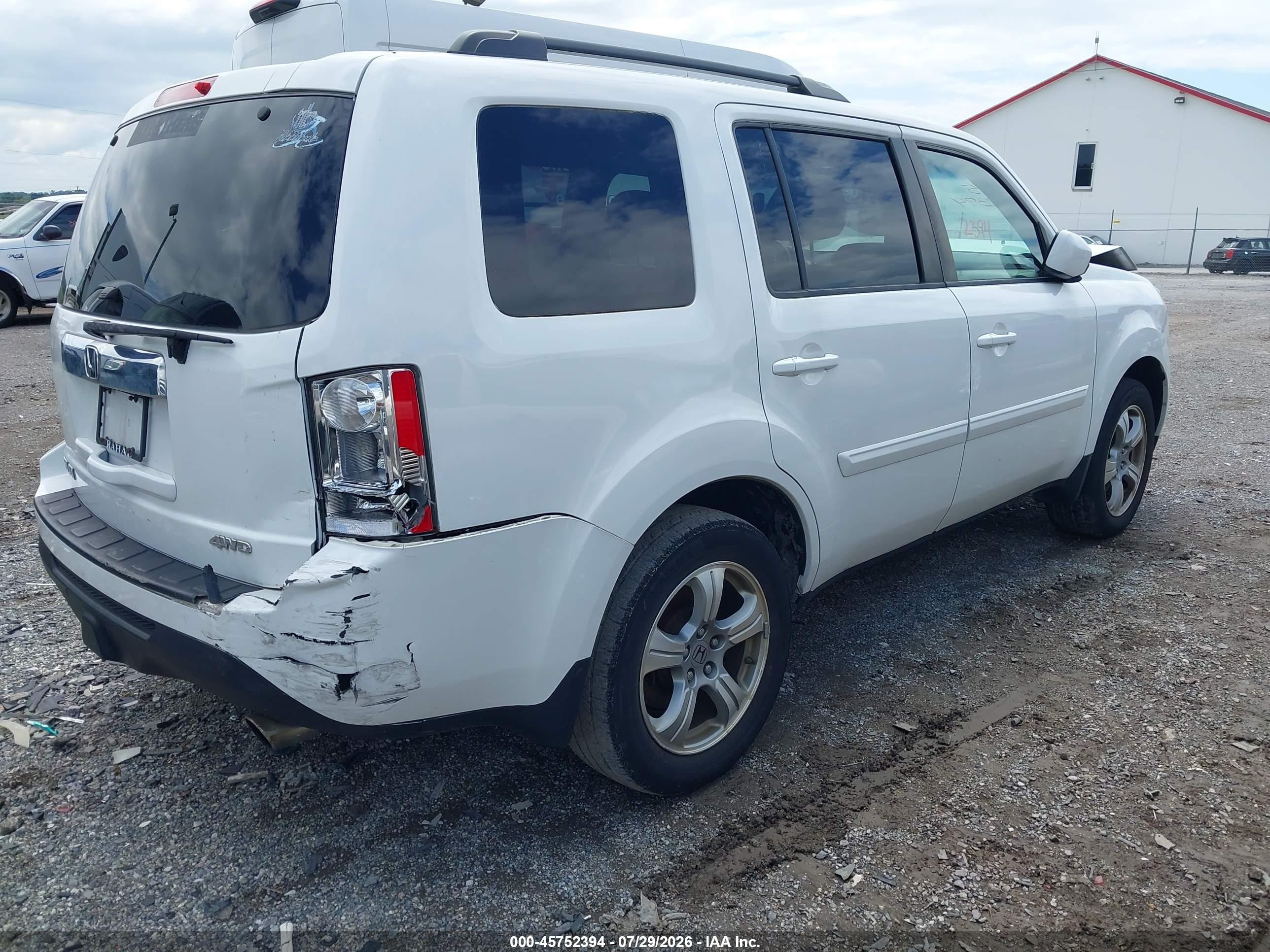 2013 Honda Pilot Ex-l White vin: 5FNYF4H74DB071848