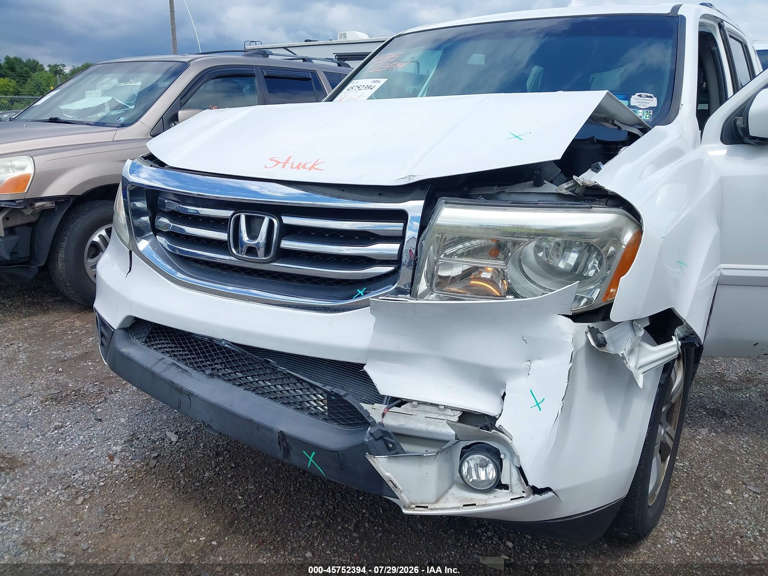 2013 Honda Pilot Ex-l White vin: 5FNYF4H74DB071848