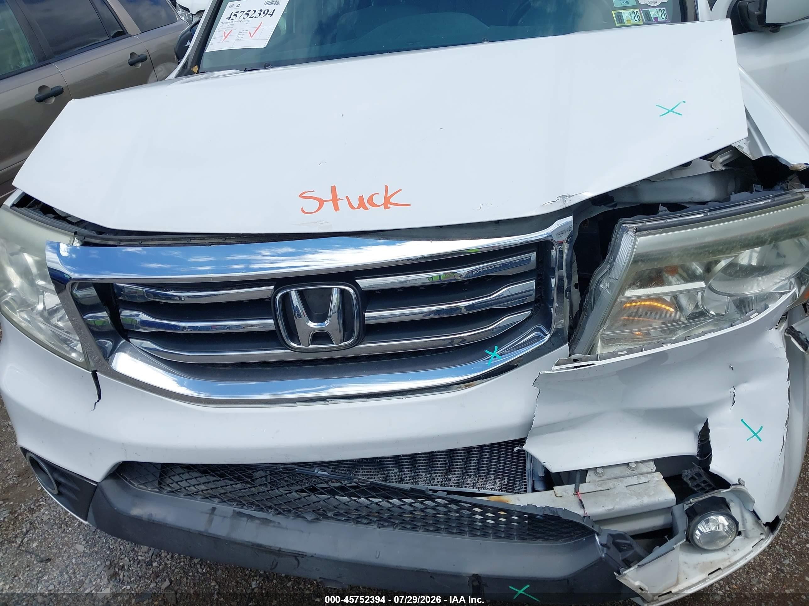 2013 Honda Pilot Ex-l White vin: 5FNYF4H74DB071848