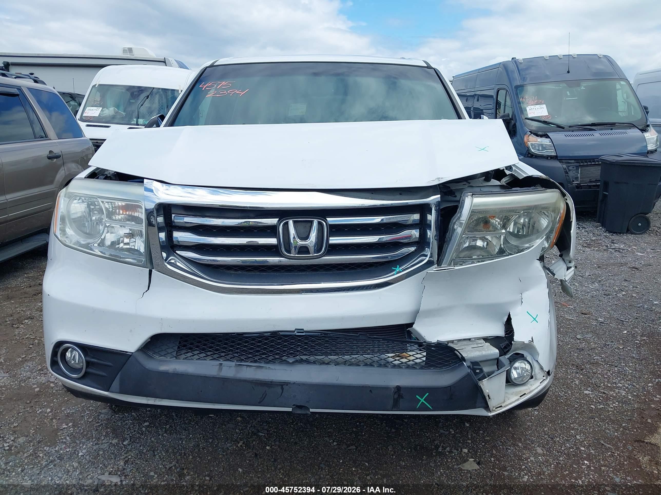 2013 Honda Pilot Ex-l White vin: 5FNYF4H74DB071848